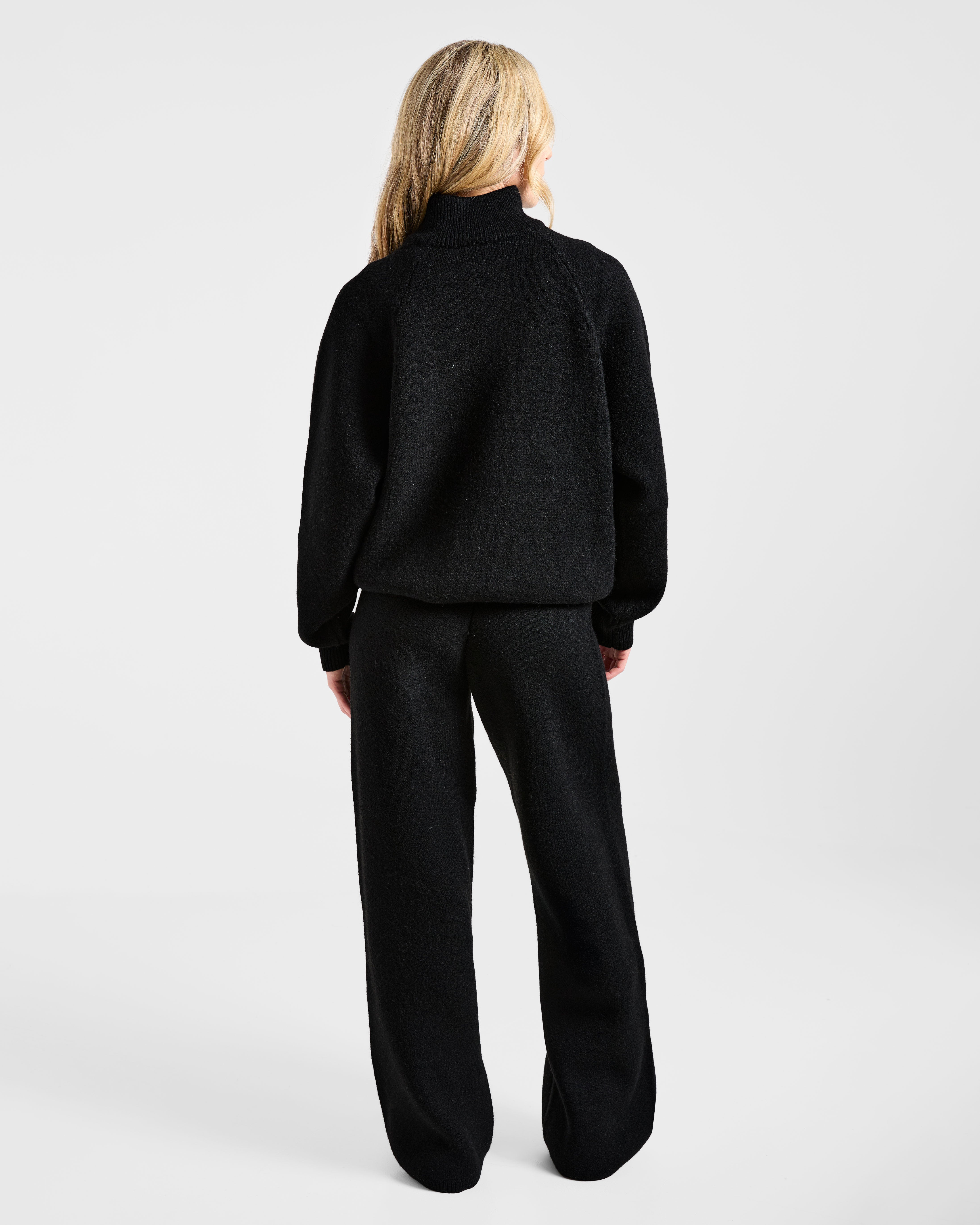 Soft Oversized Knitted 1/4 Zip - Zwart