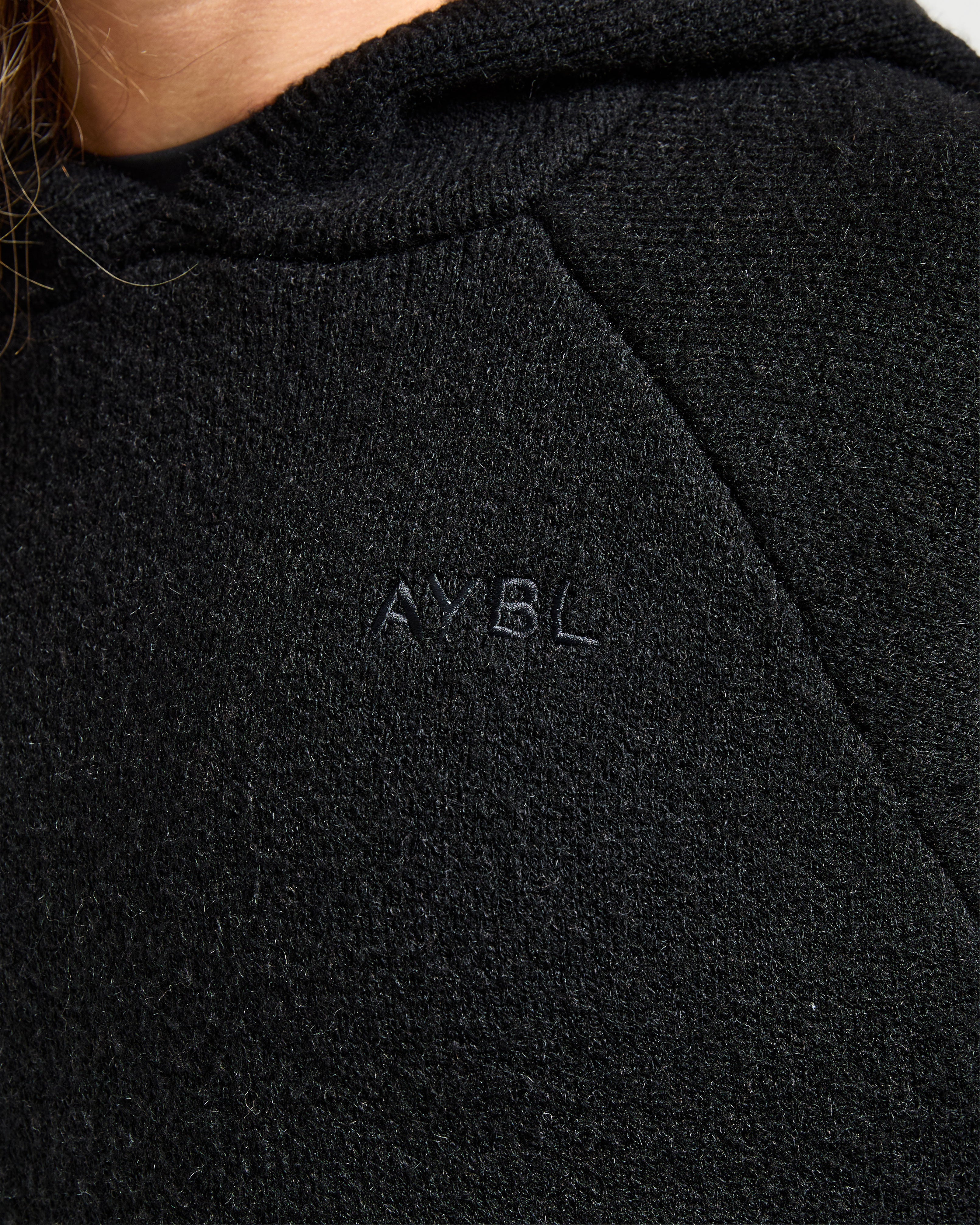 Soft Oversized Knitted Hoodie - Zwart