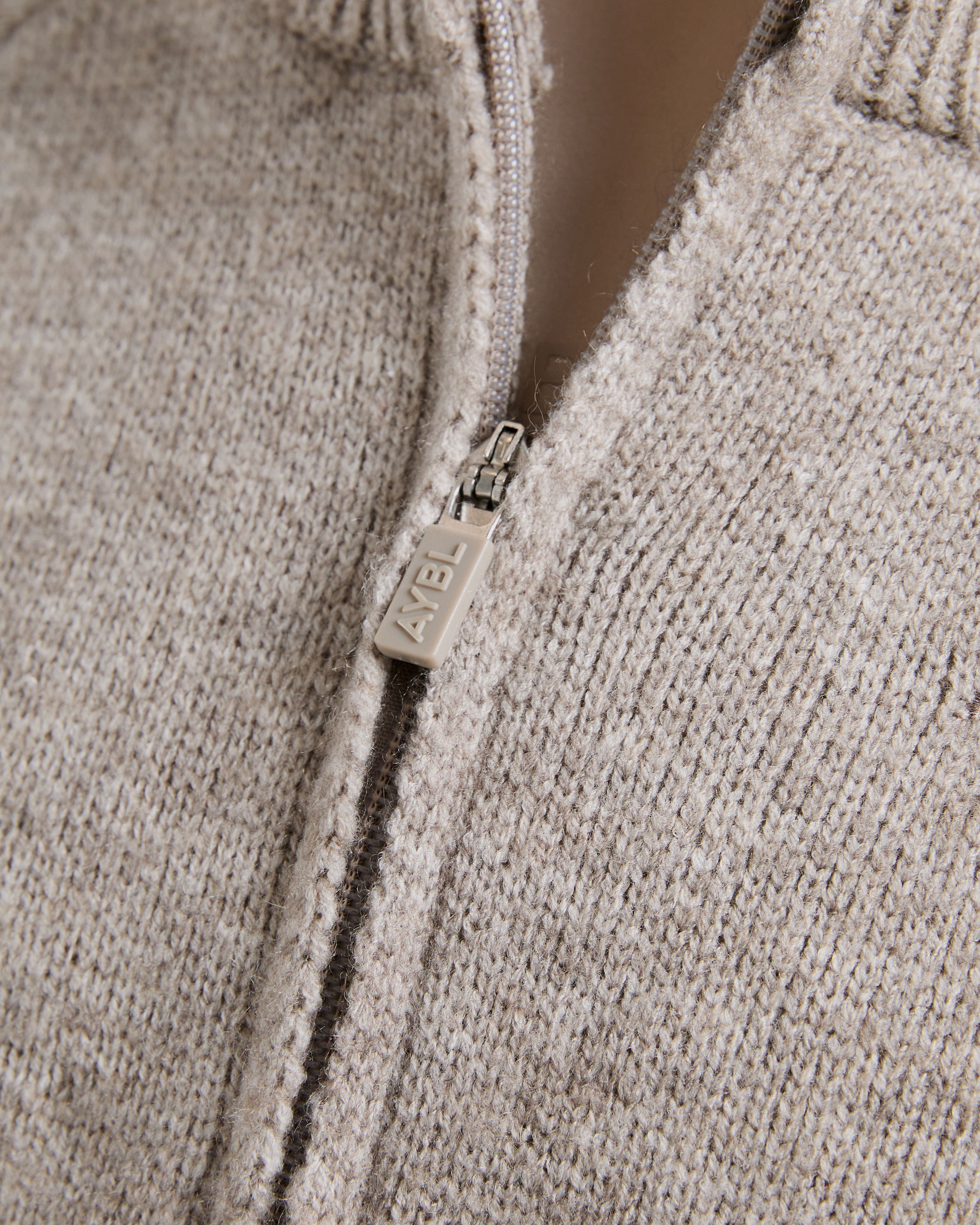 Soft Oversized Knitted 1/4 Zip - Bruin Marl