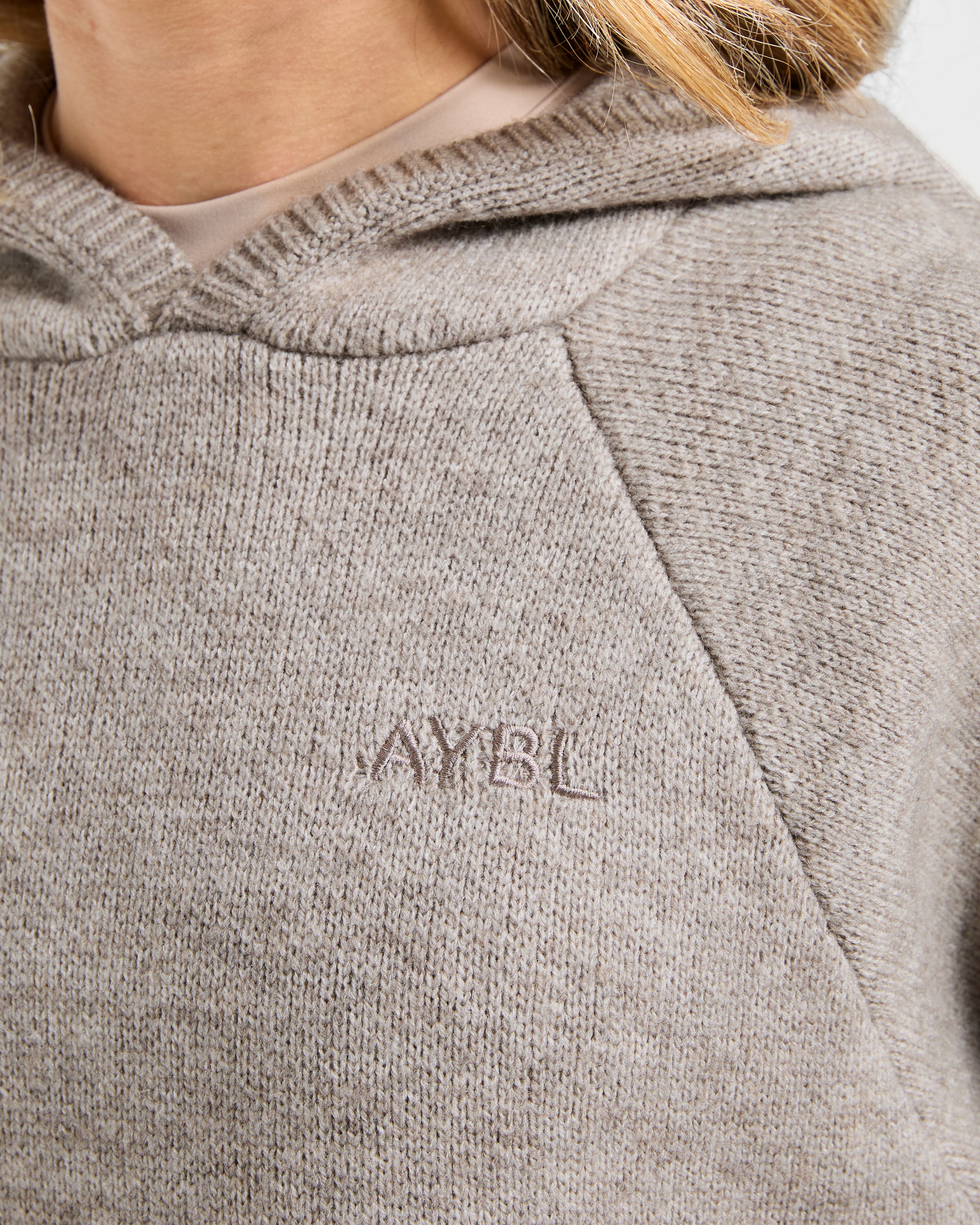 Soft Oversized Knitted Hoodie - Bruin Marl