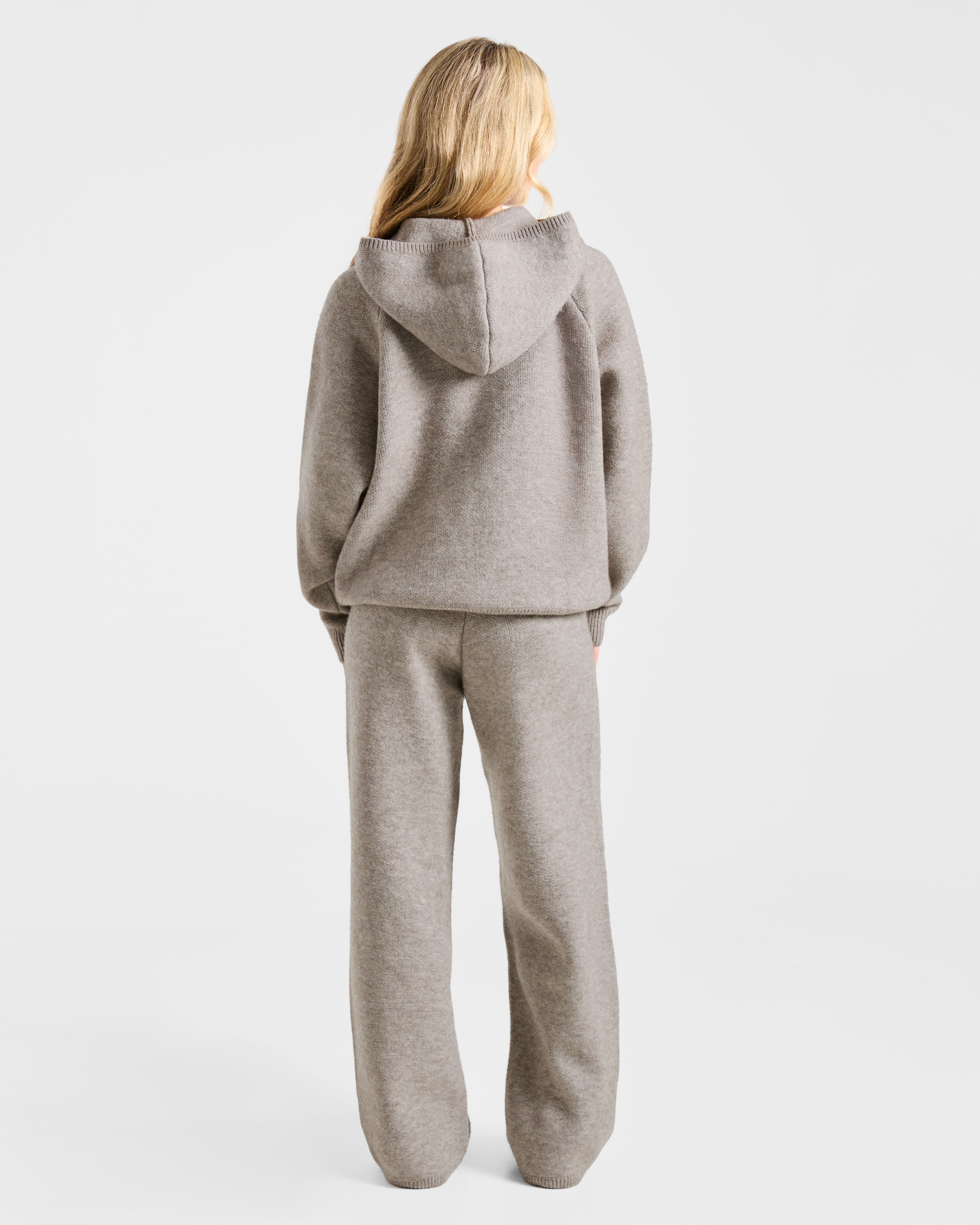 Soft Oversized Knitted Hoodie - Bruin Marl