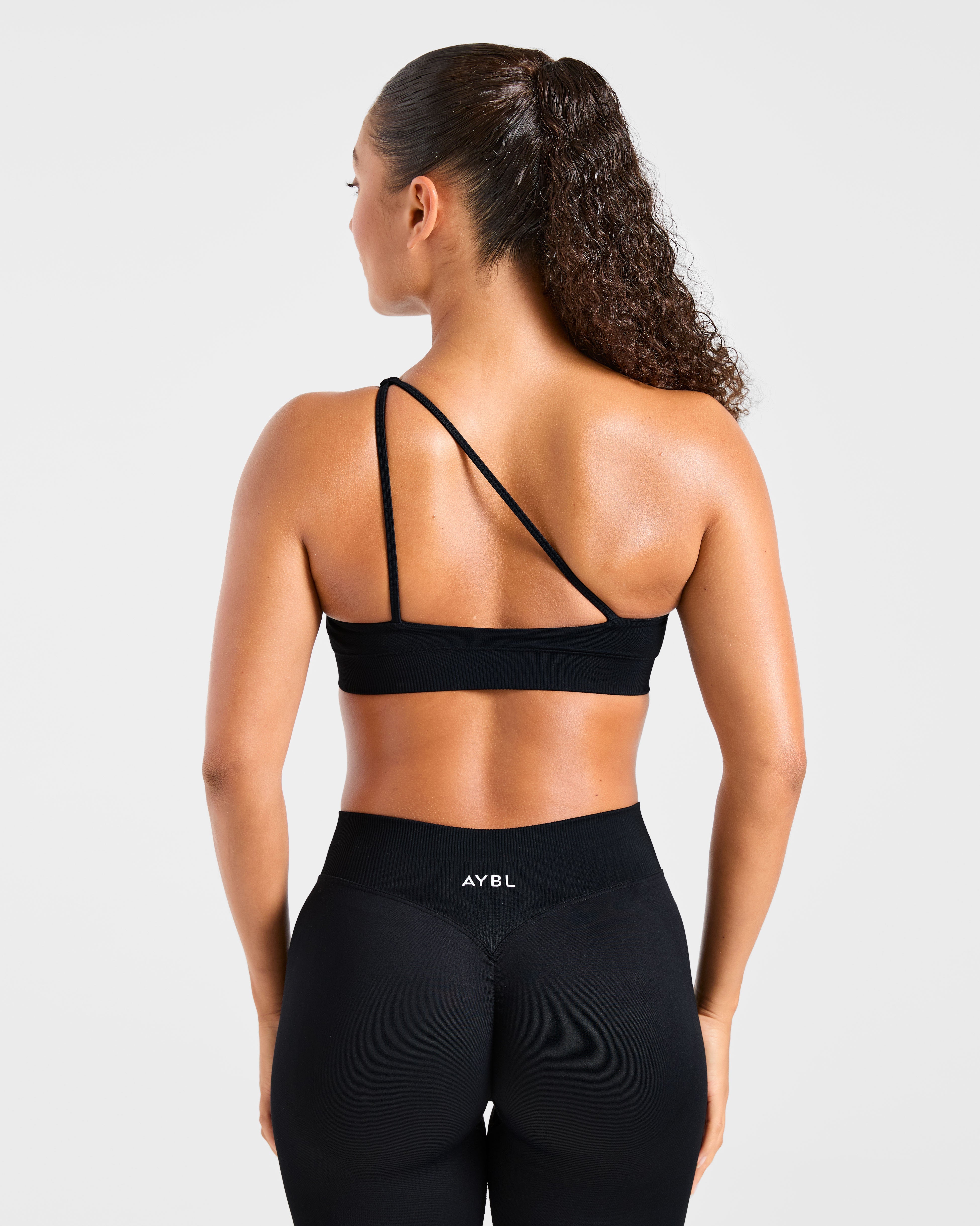 Enhance Seamless One Shoulder Sports Bra - Zwart