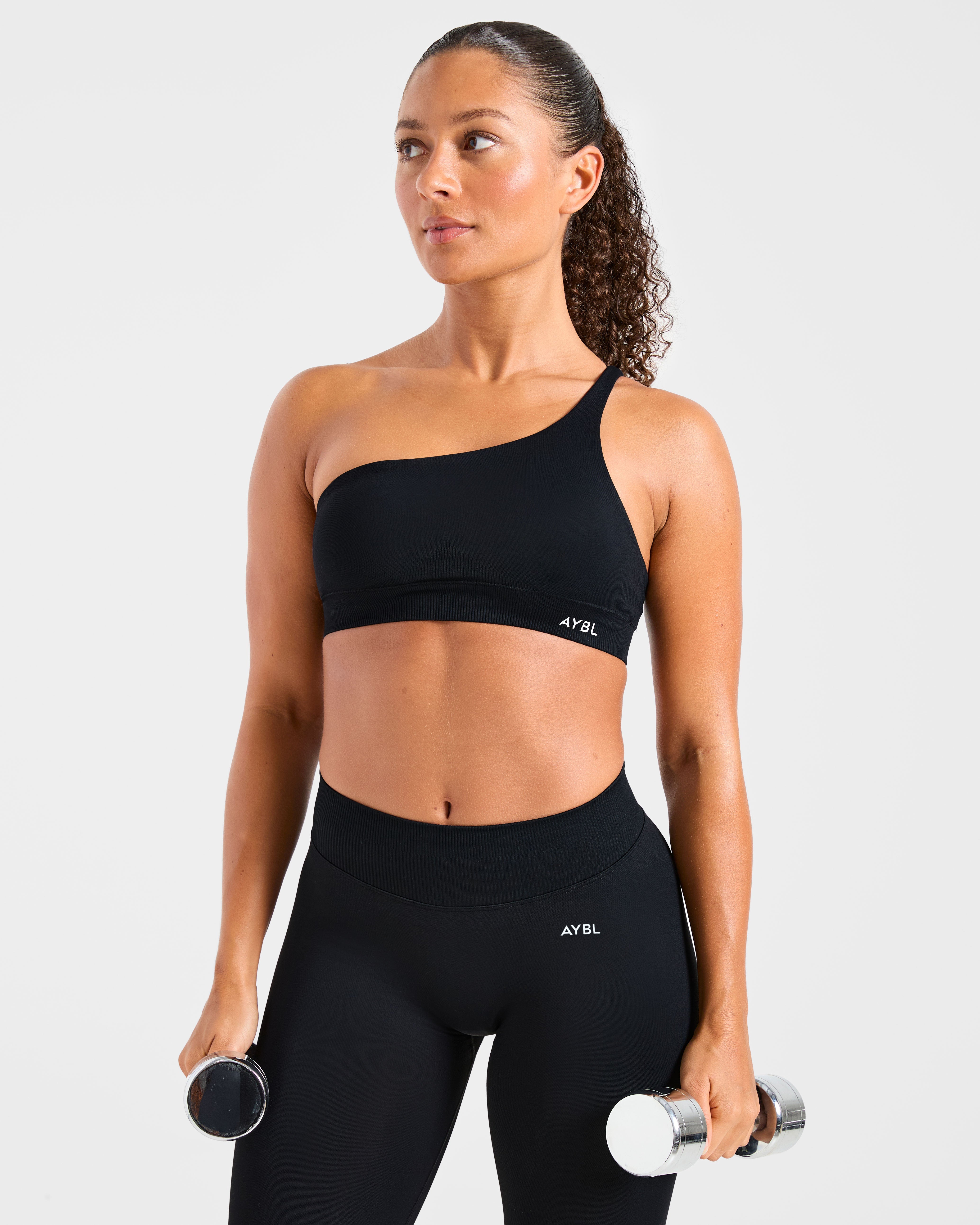 Enhance Seamless One Shoulder Sports Bra - Zwart