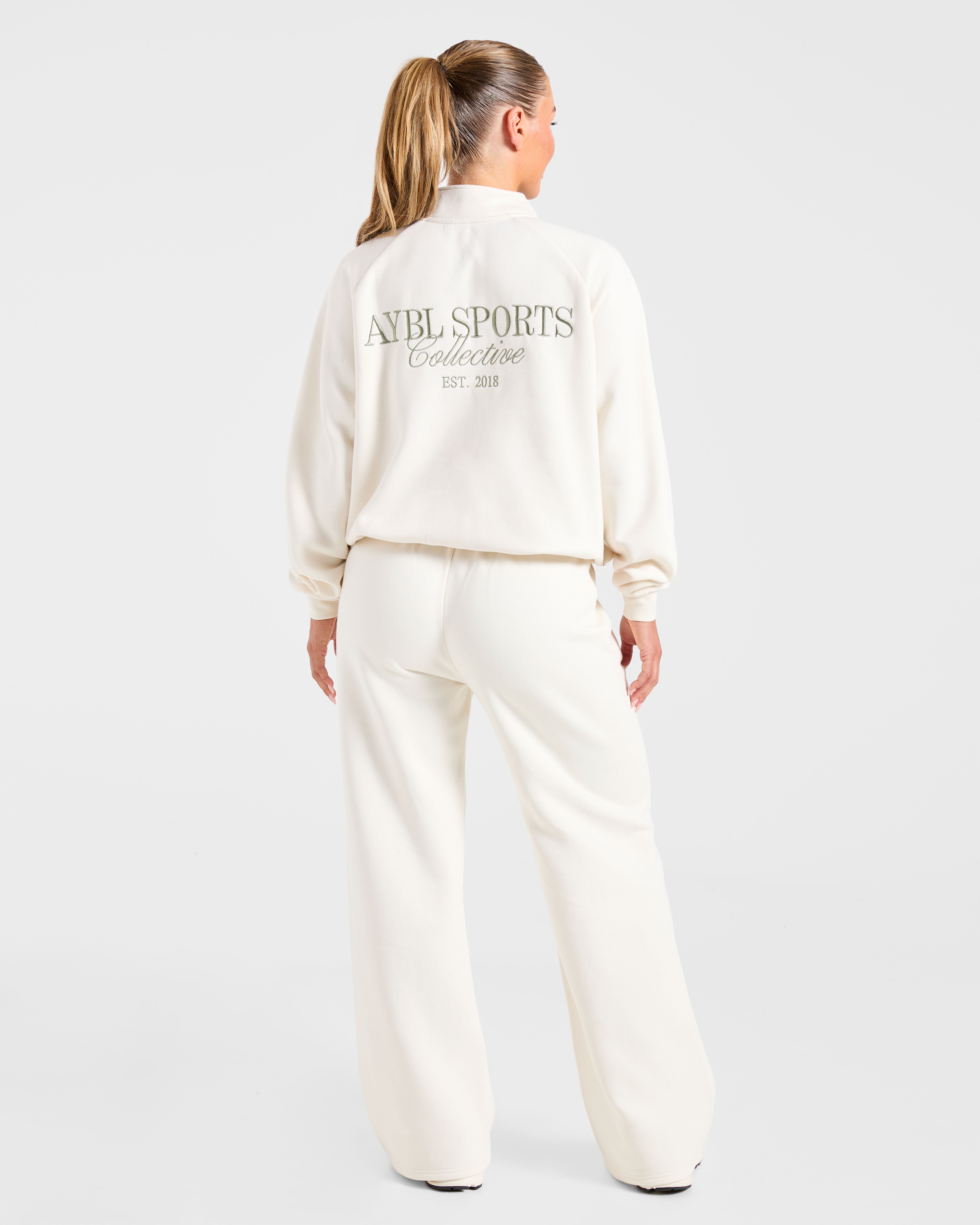 Sports Collective Oversized Straight Leg Joggers - Off Wit/Groen