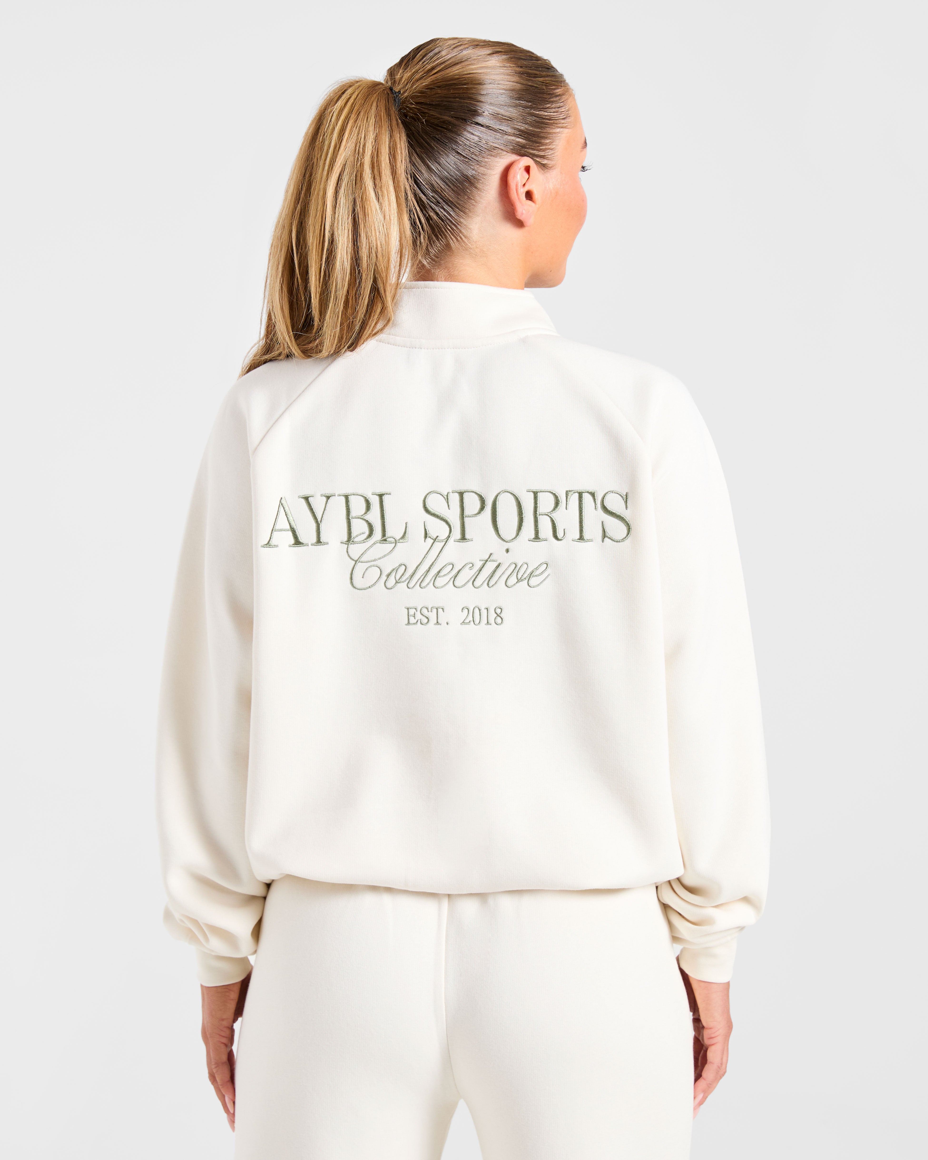 Sports Collective Oversized 1/4 Zip Pullover - Off Wit/Groen