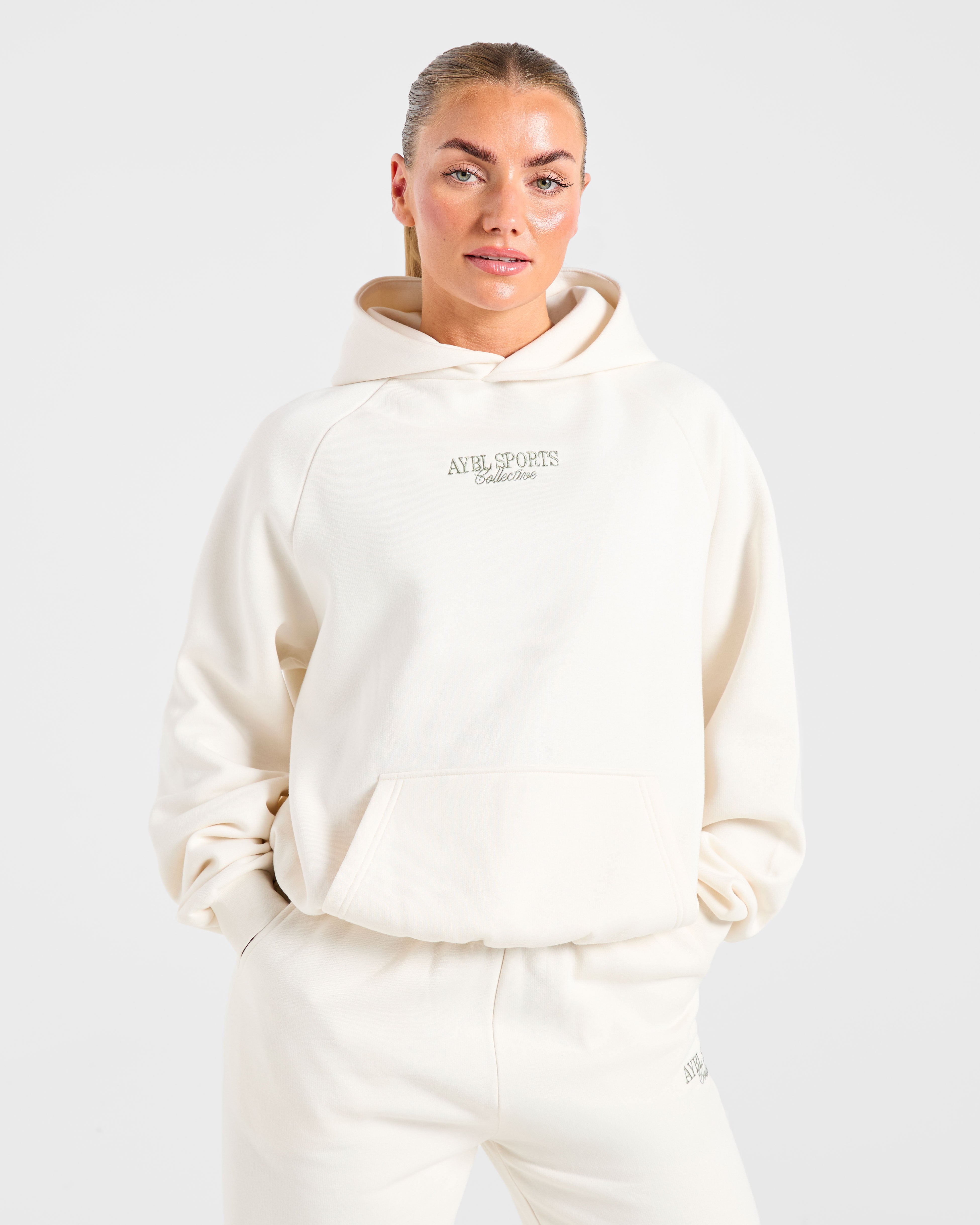 Sports Collective Oversized Hoodie - Off Wit/Groen