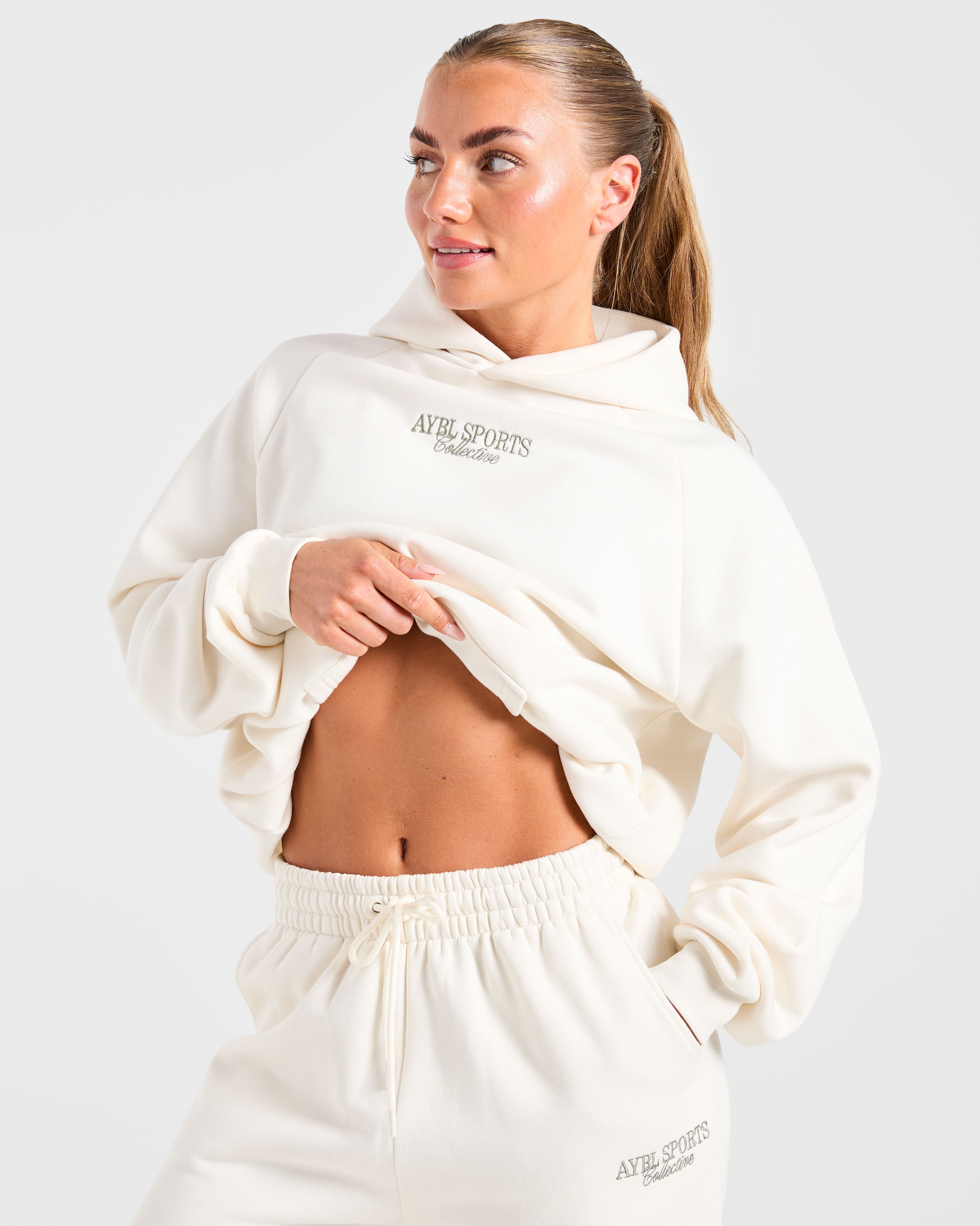 Sports Collective Oversized Hoodie - Off Wit/Groen