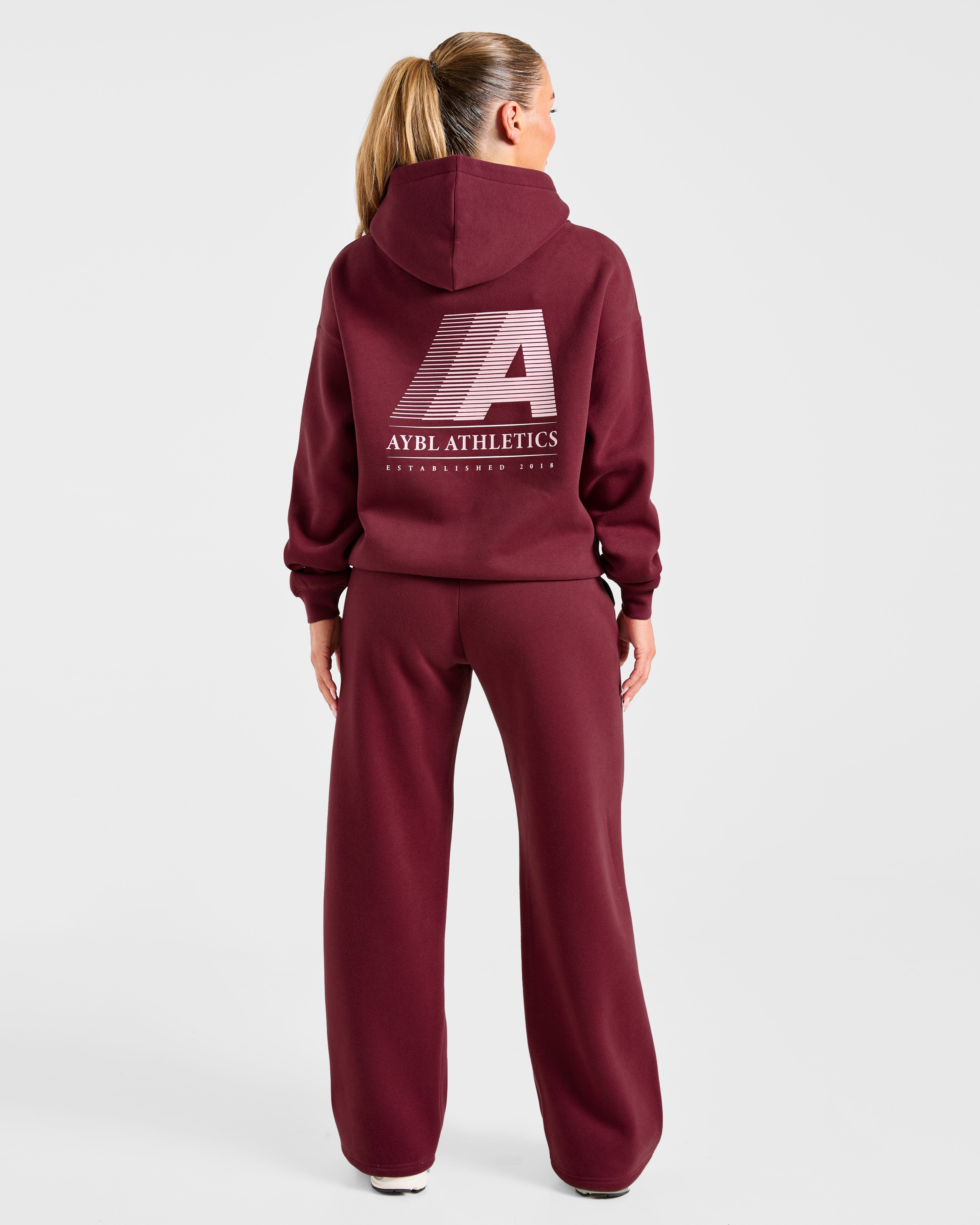 Retro Athletics Oversized Straight Leg Joggers - Deep Raspberry/Roze