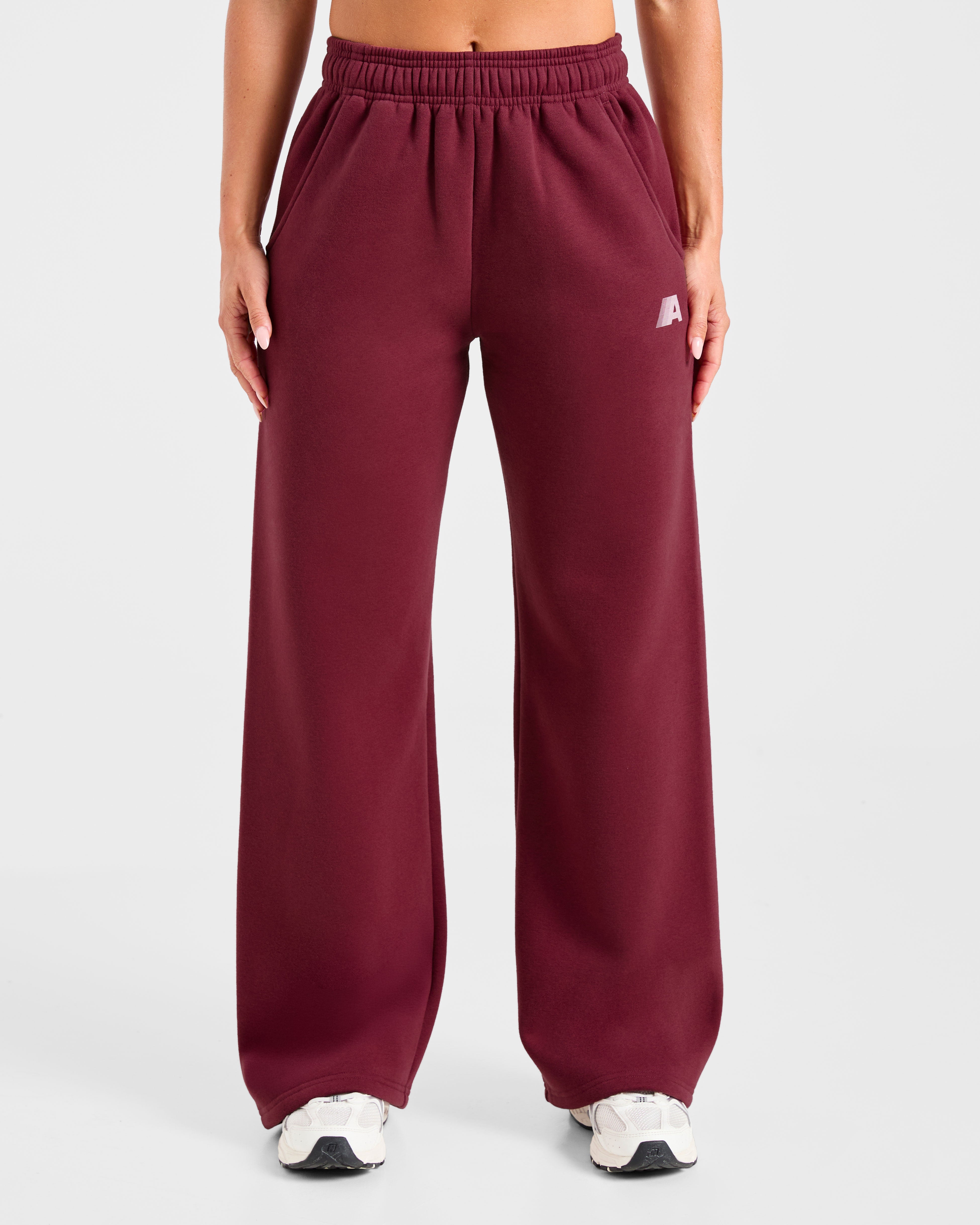 Retro Athletics Oversized Straight Leg Joggers - Deep Raspberry/Roze