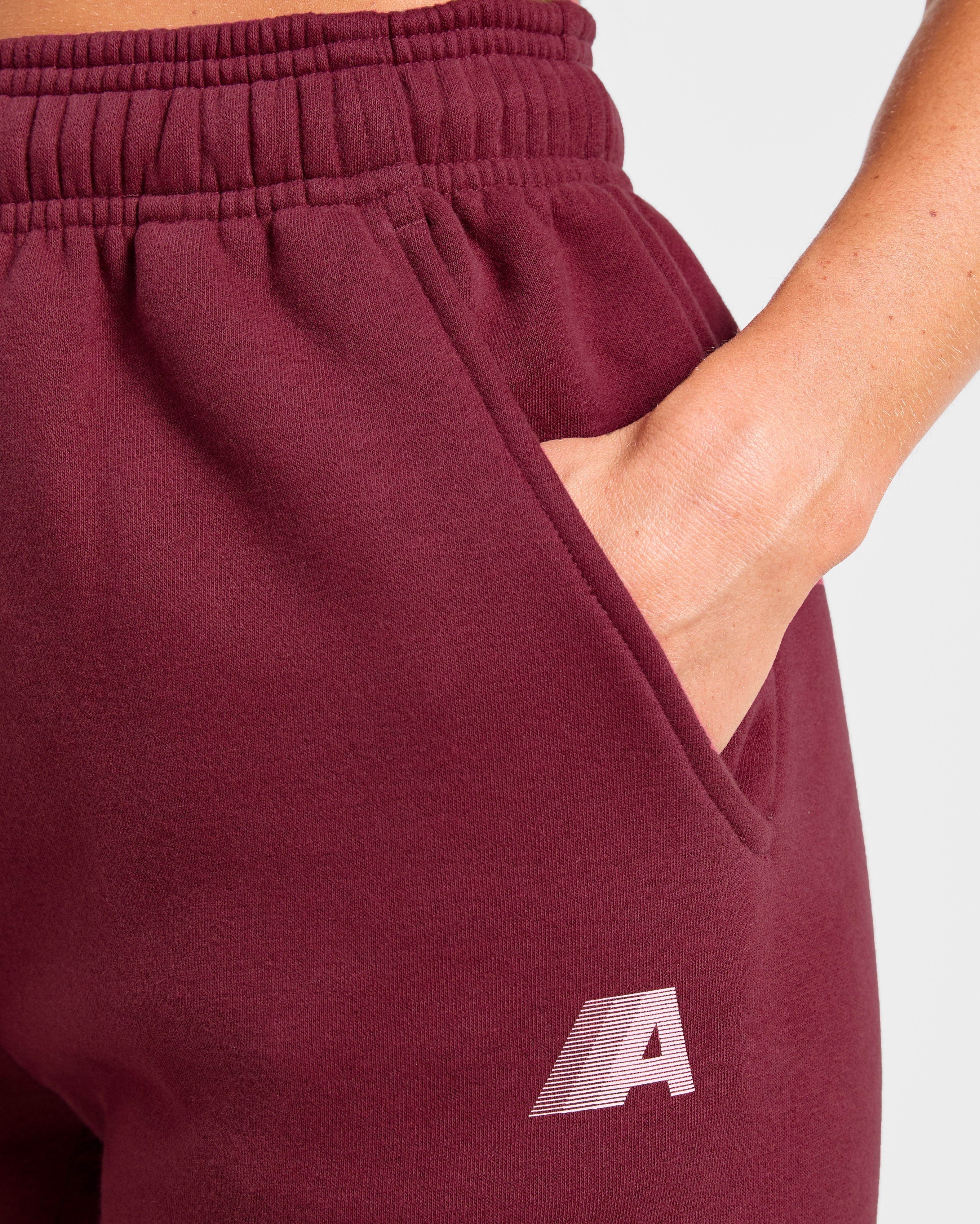 Retro Athletics Oversized Straight Leg Joggers - Deep Raspberry/Roze