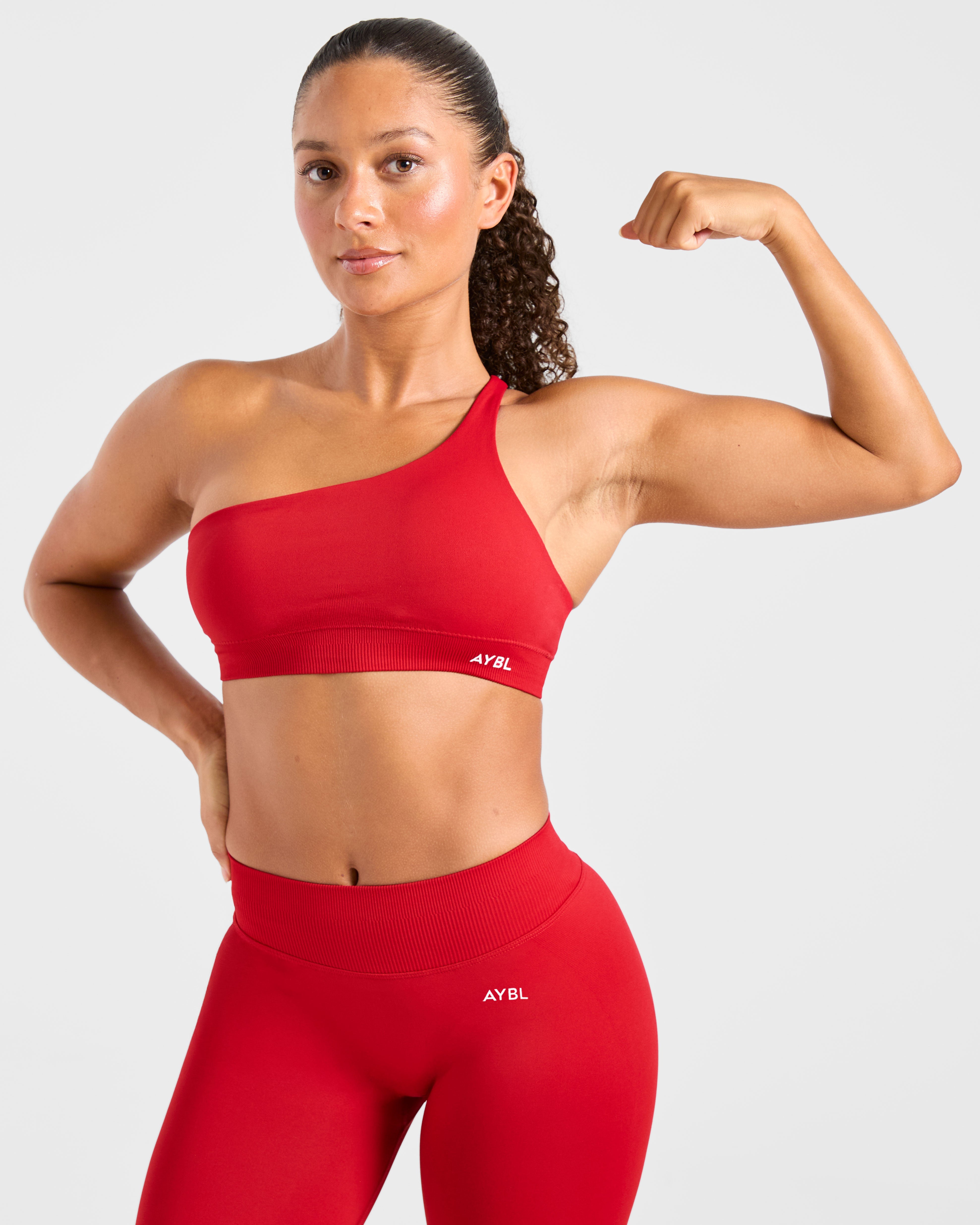 Enhance Seamless One Shoulder Sports Bra - Rood
