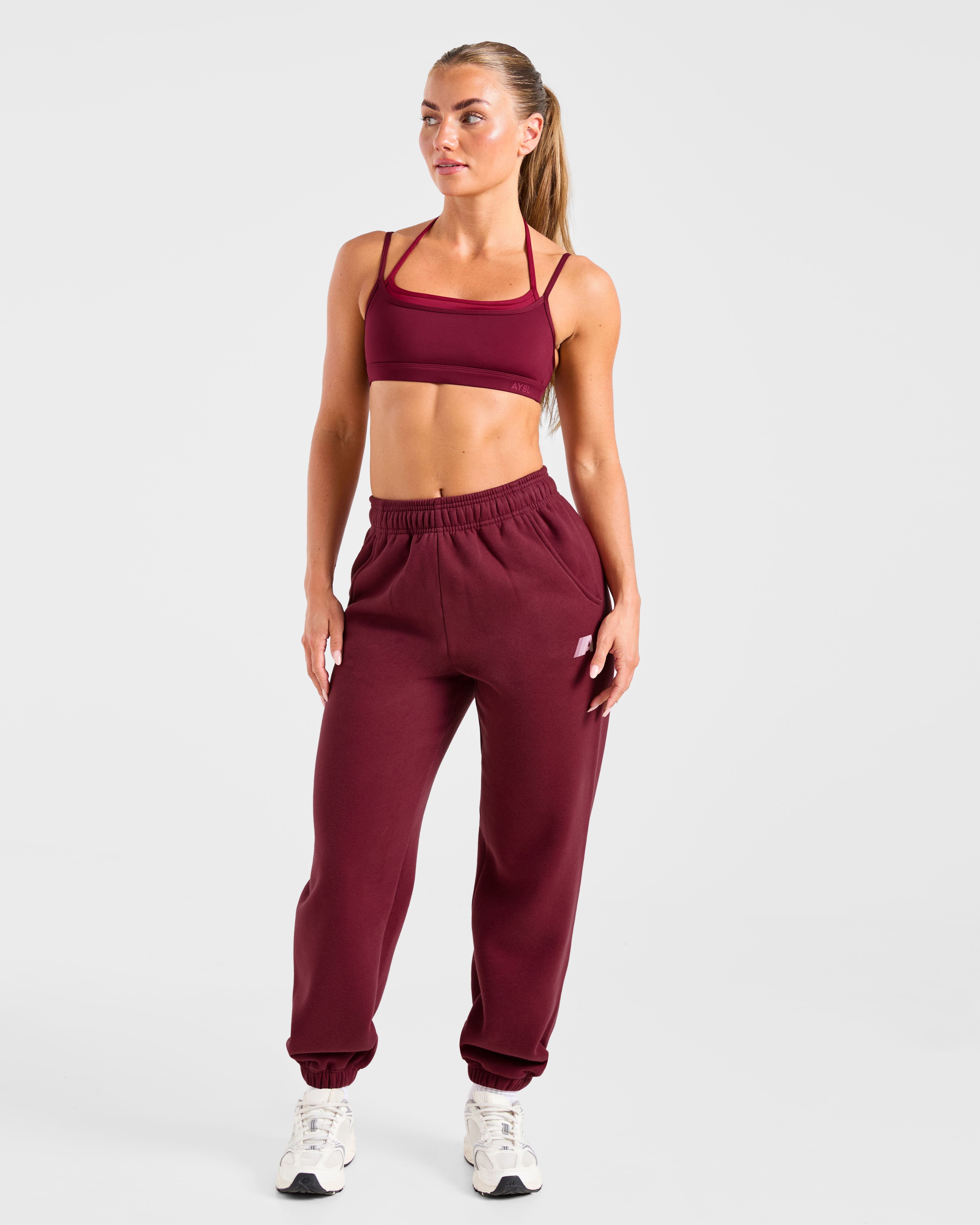 Retro Athletics Oversized Joggers - Deep Raspberry/Roze
