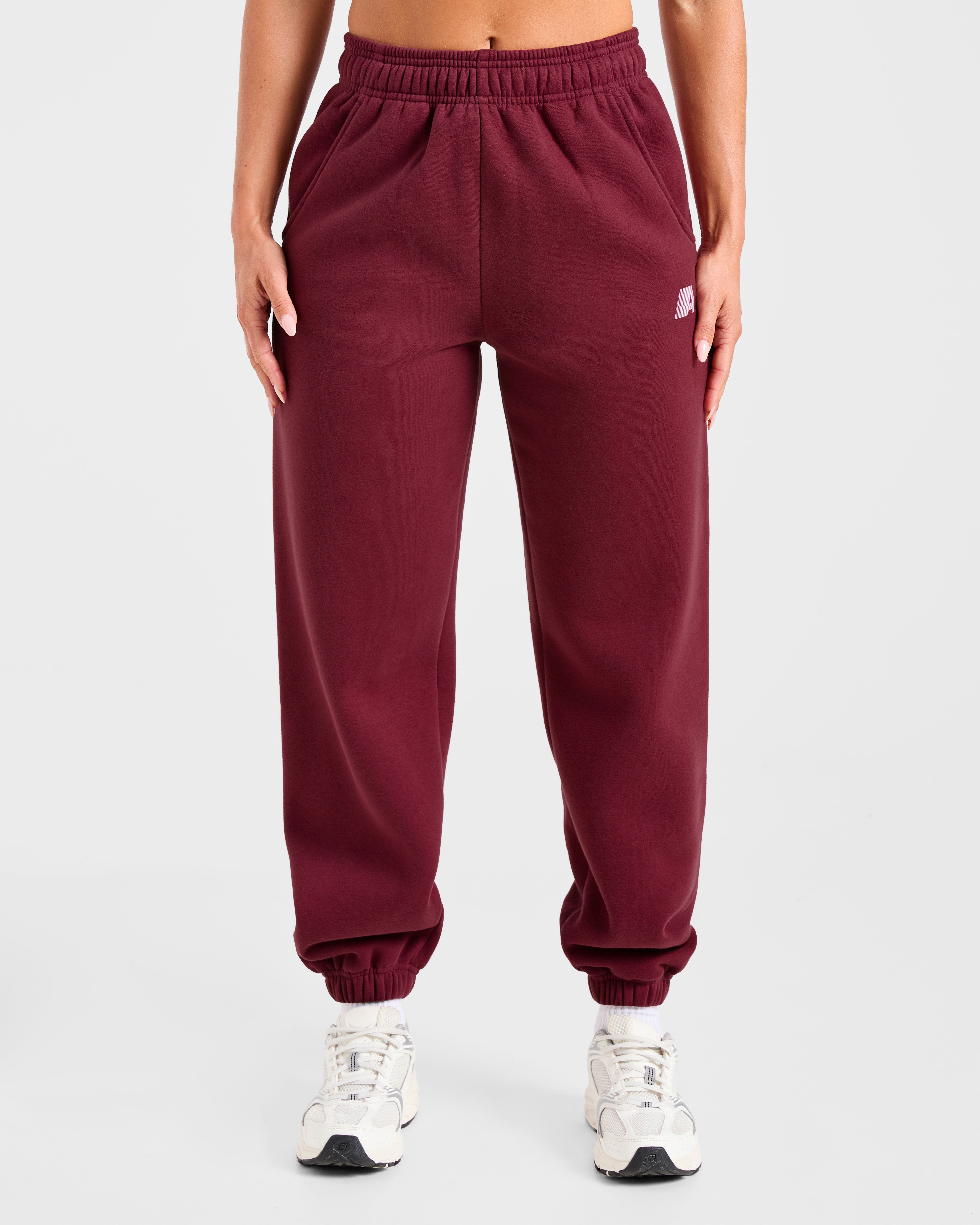 Retro Athletics Oversized Joggers - Deep Raspberry/Roze