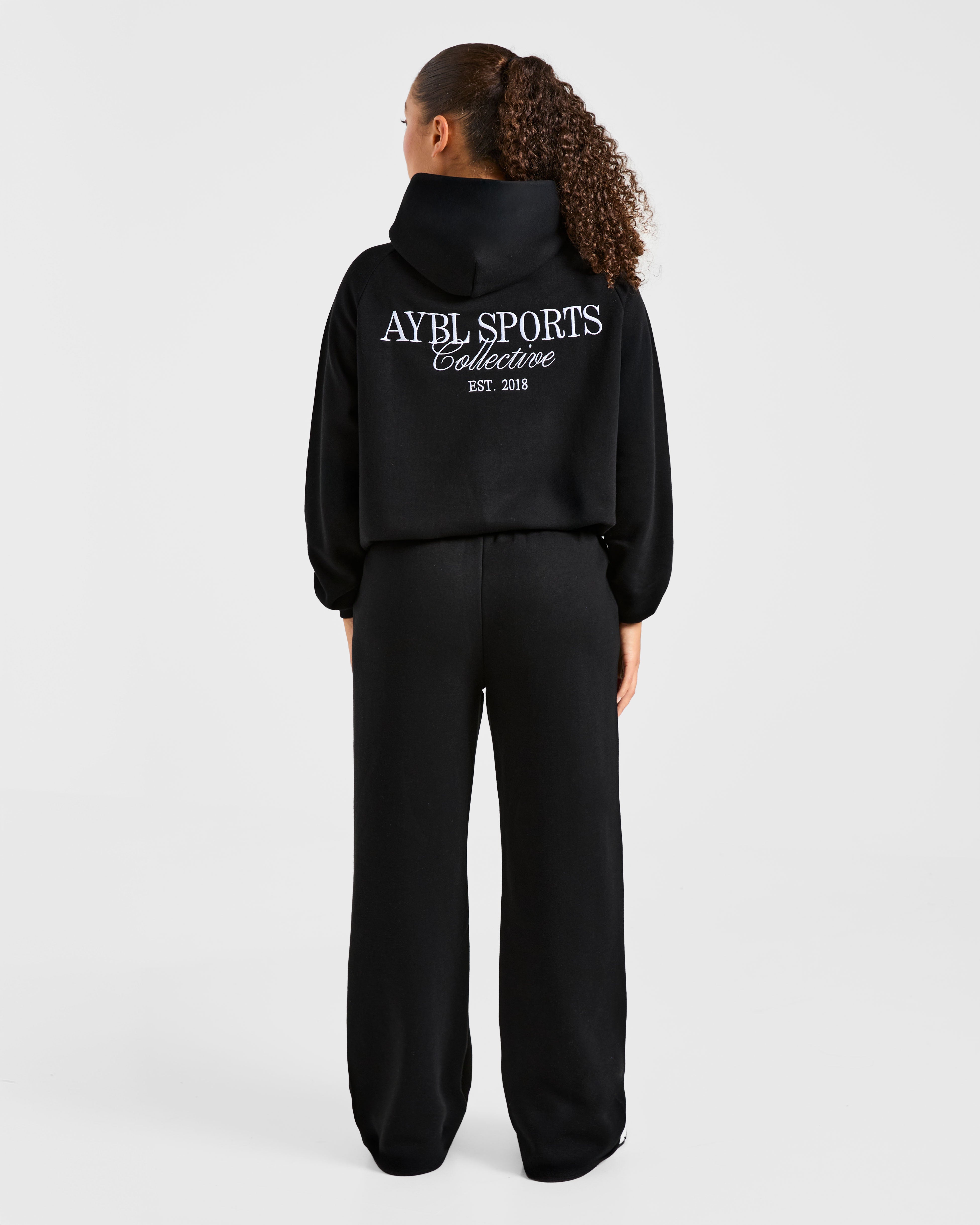 Sports Collective Oversized Straight Leg Joggers - Zwart