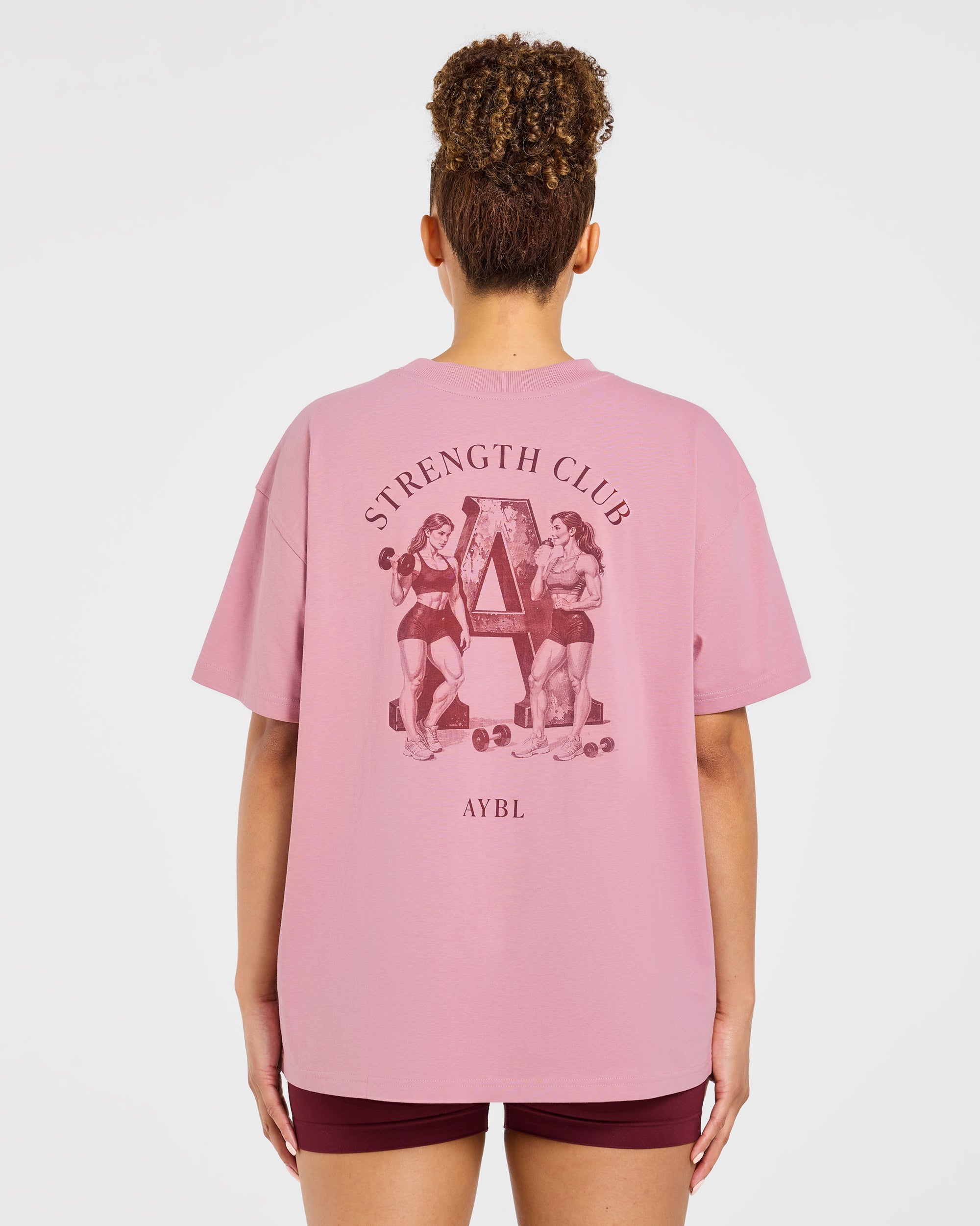 AYBL Strength Club Oversized T Shirt - Dusty Roze