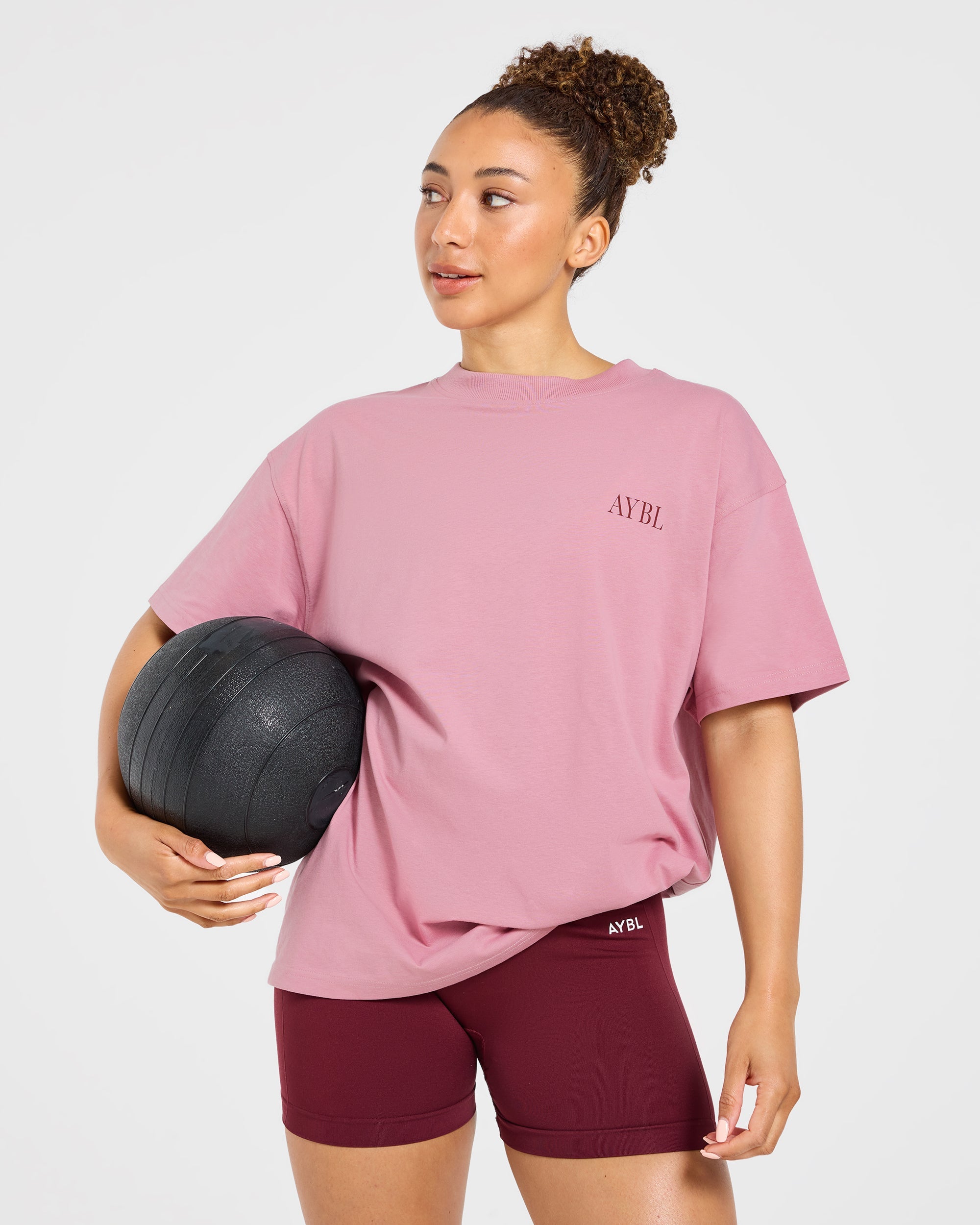AYBL Strength Club Oversized T Shirt - Dusty Roze