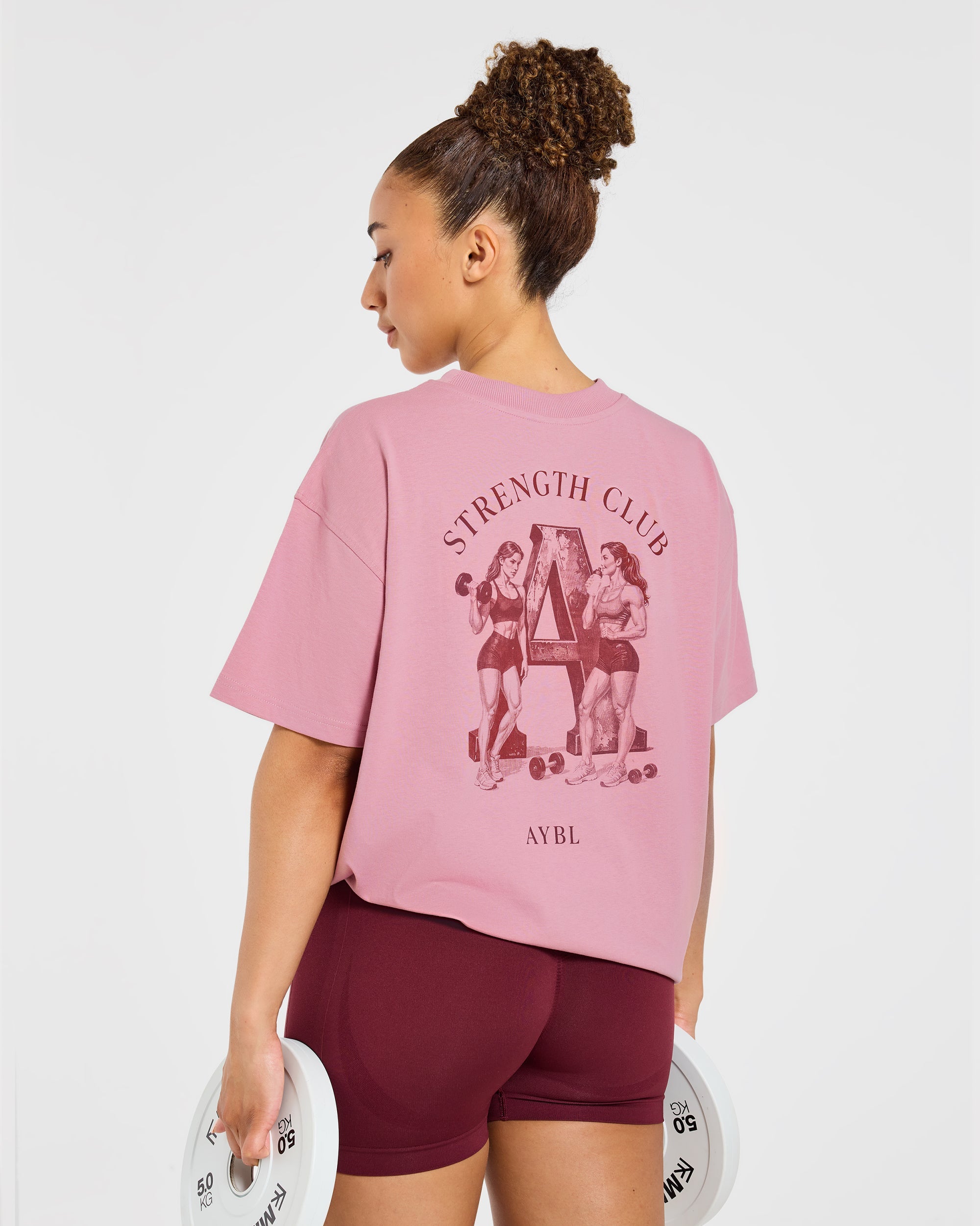 AYBL Strength Club Oversized T Shirt - Dusty Roze