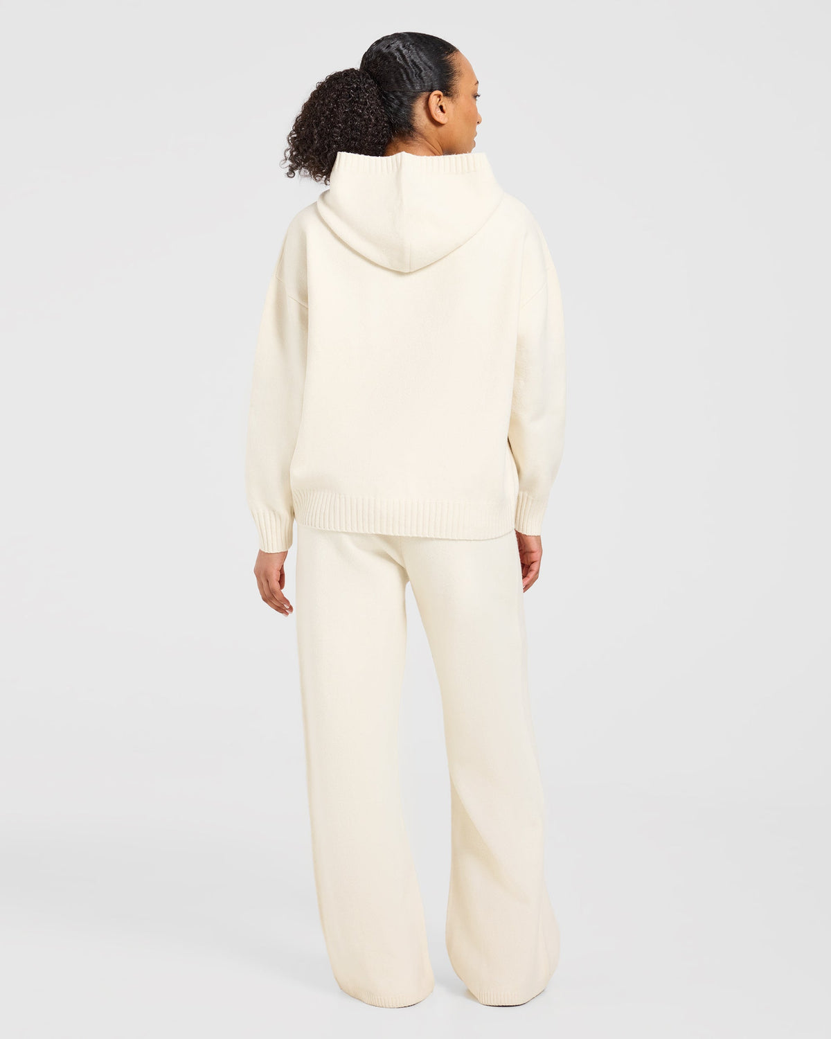 Varsity Oversized Knitted Joggers - Cream