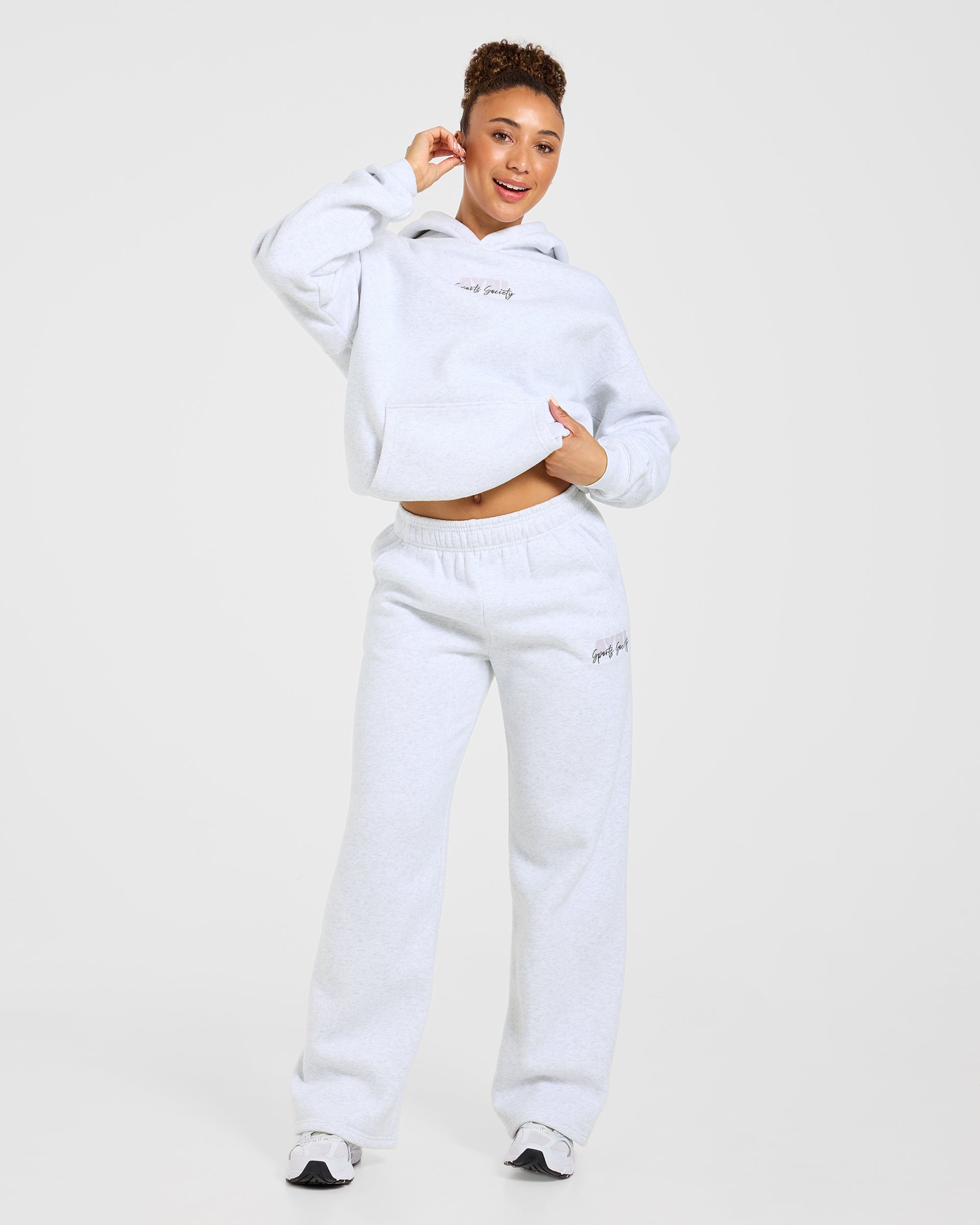 Sports Society Oversized Straight Leg Joggers - Heather Grijs