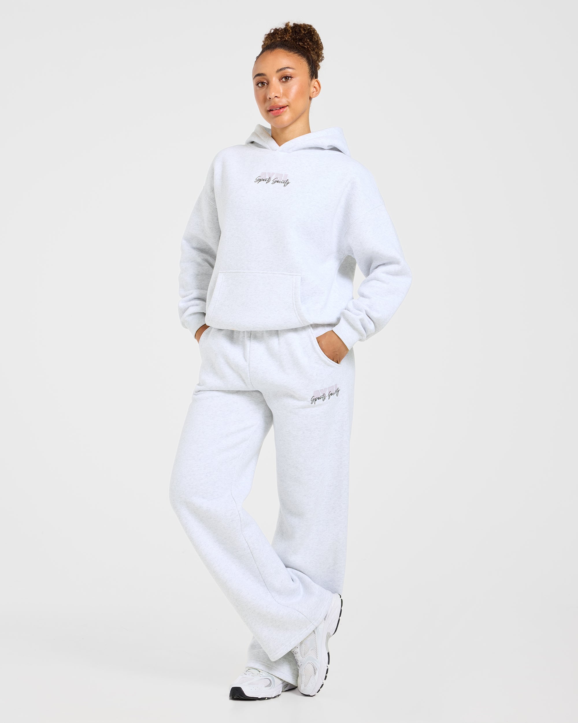 Sports Society Oversized Straight Leg Joggers - Heather Grijs