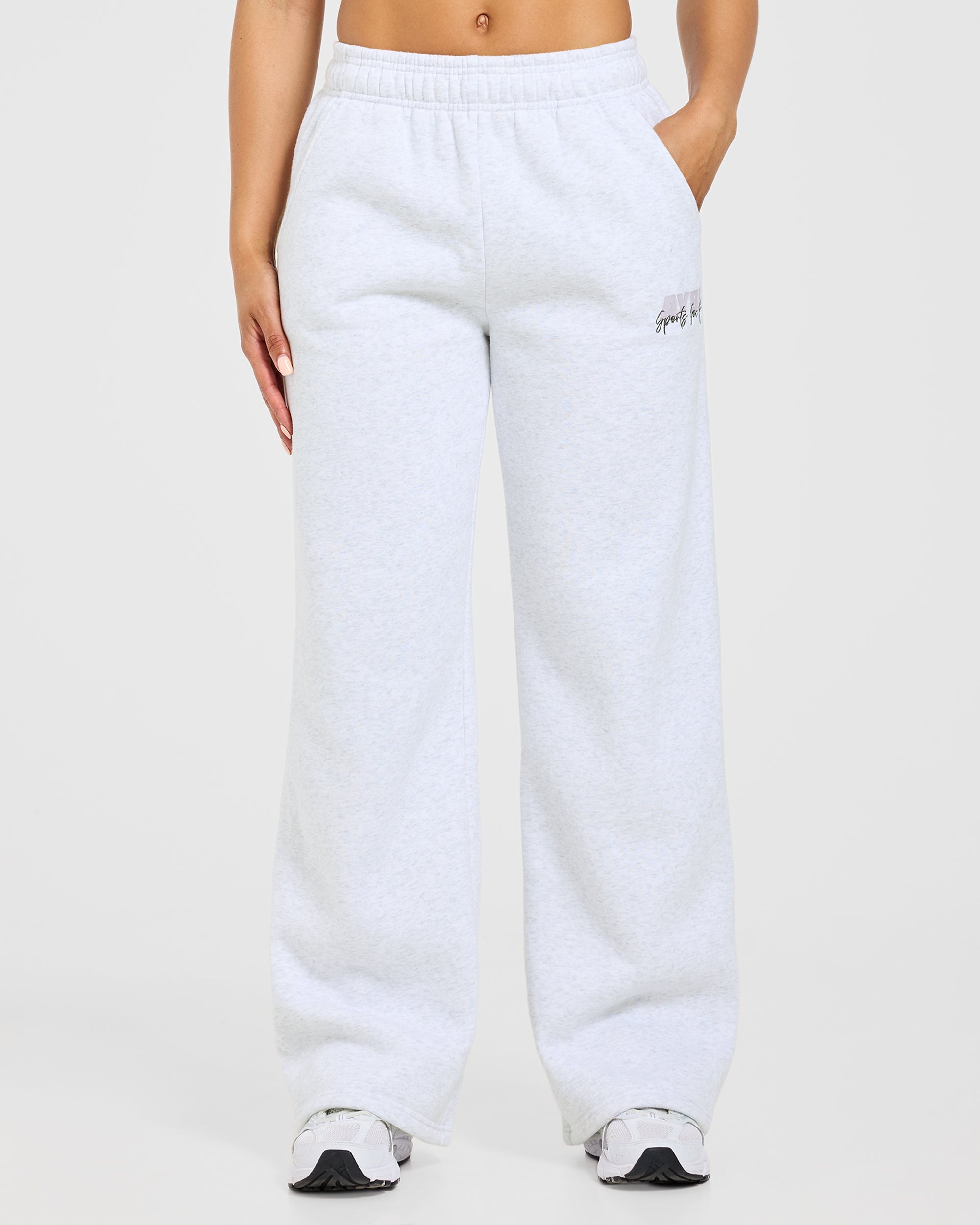 Sports Society Oversized Straight Leg Joggers - Heather Grijs