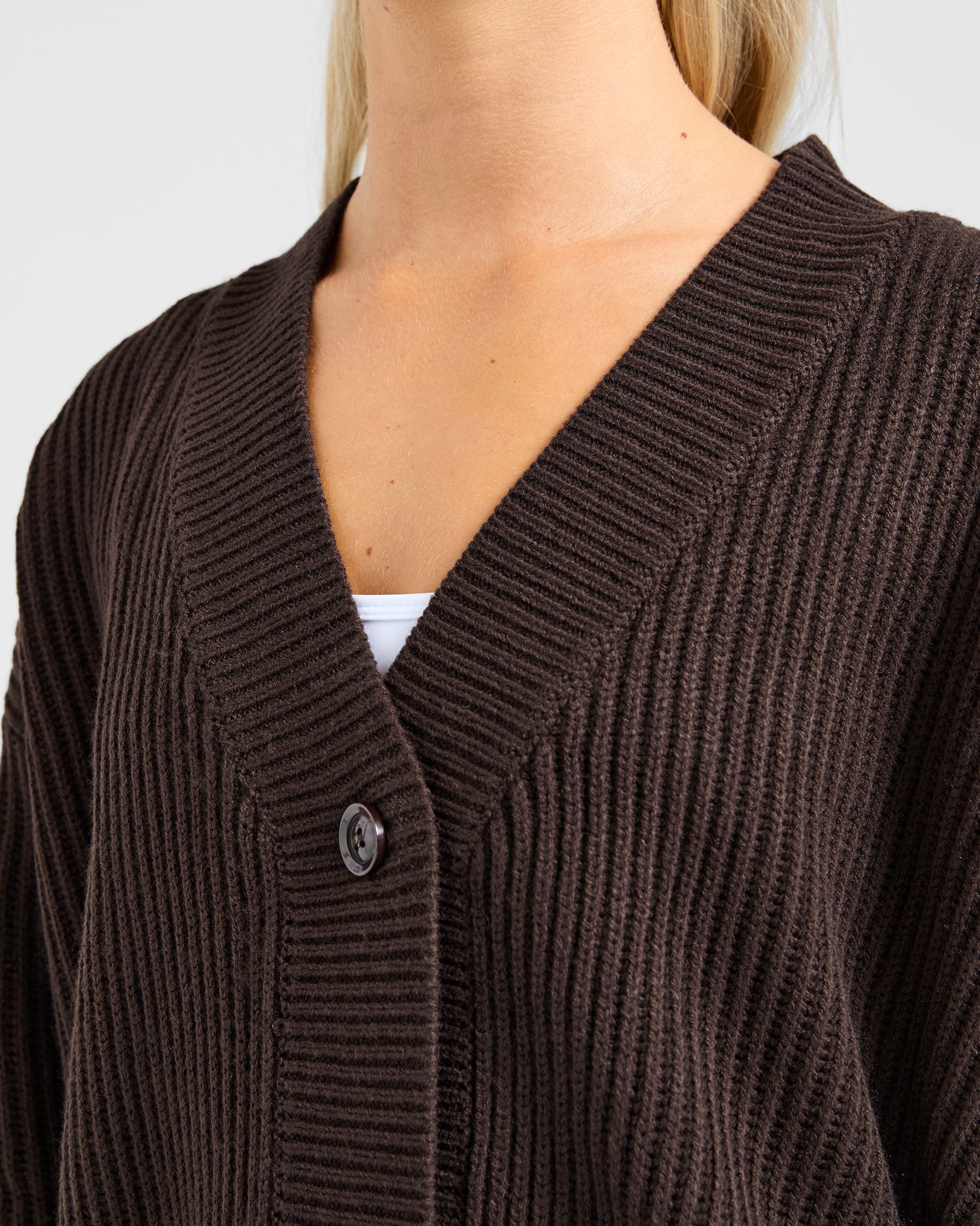 Lounge Oversized Knit Cardigan - Deep Cocoa Bruin