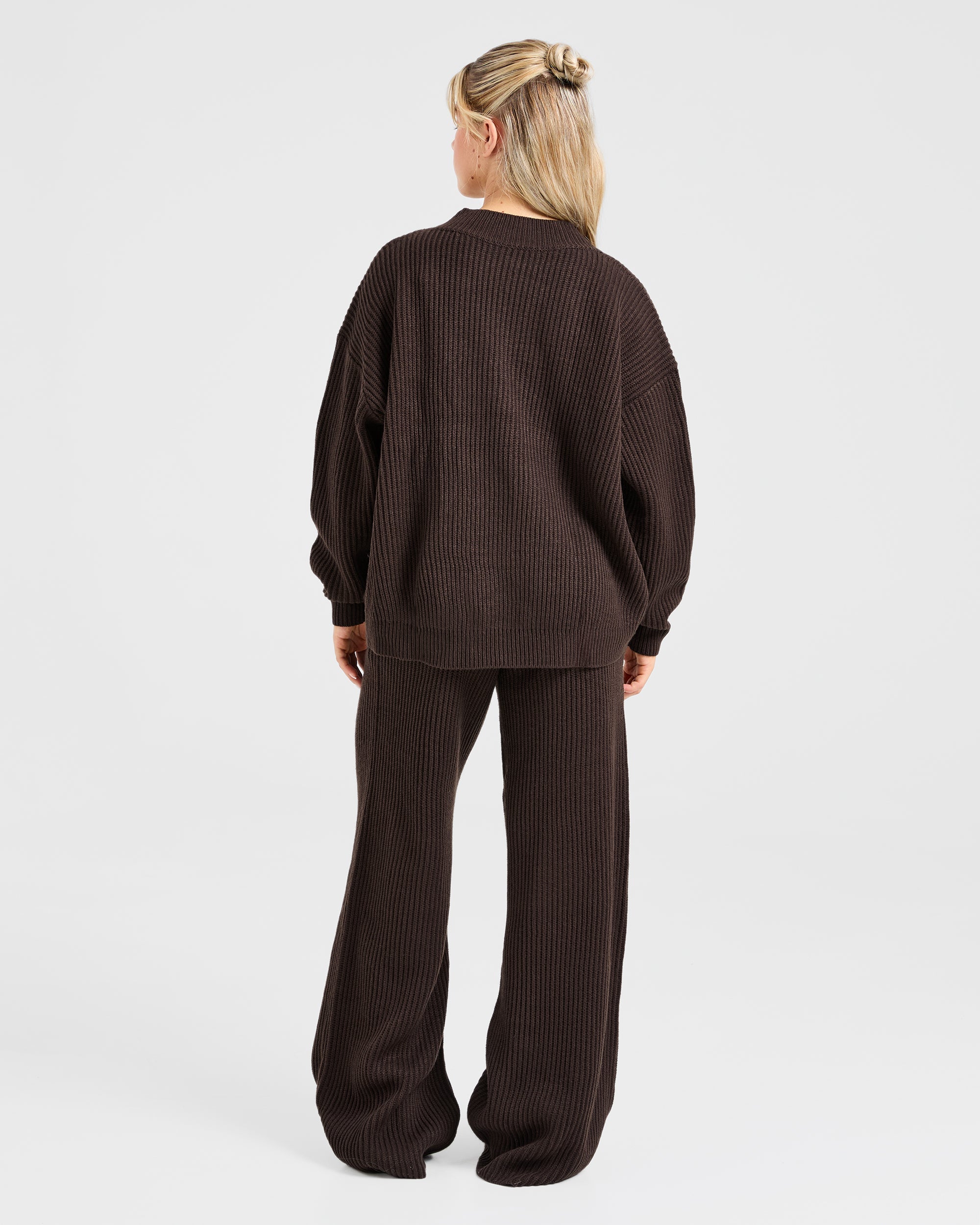 Lounge Oversized Knit Cardigan - Deep Cocoa Bruin