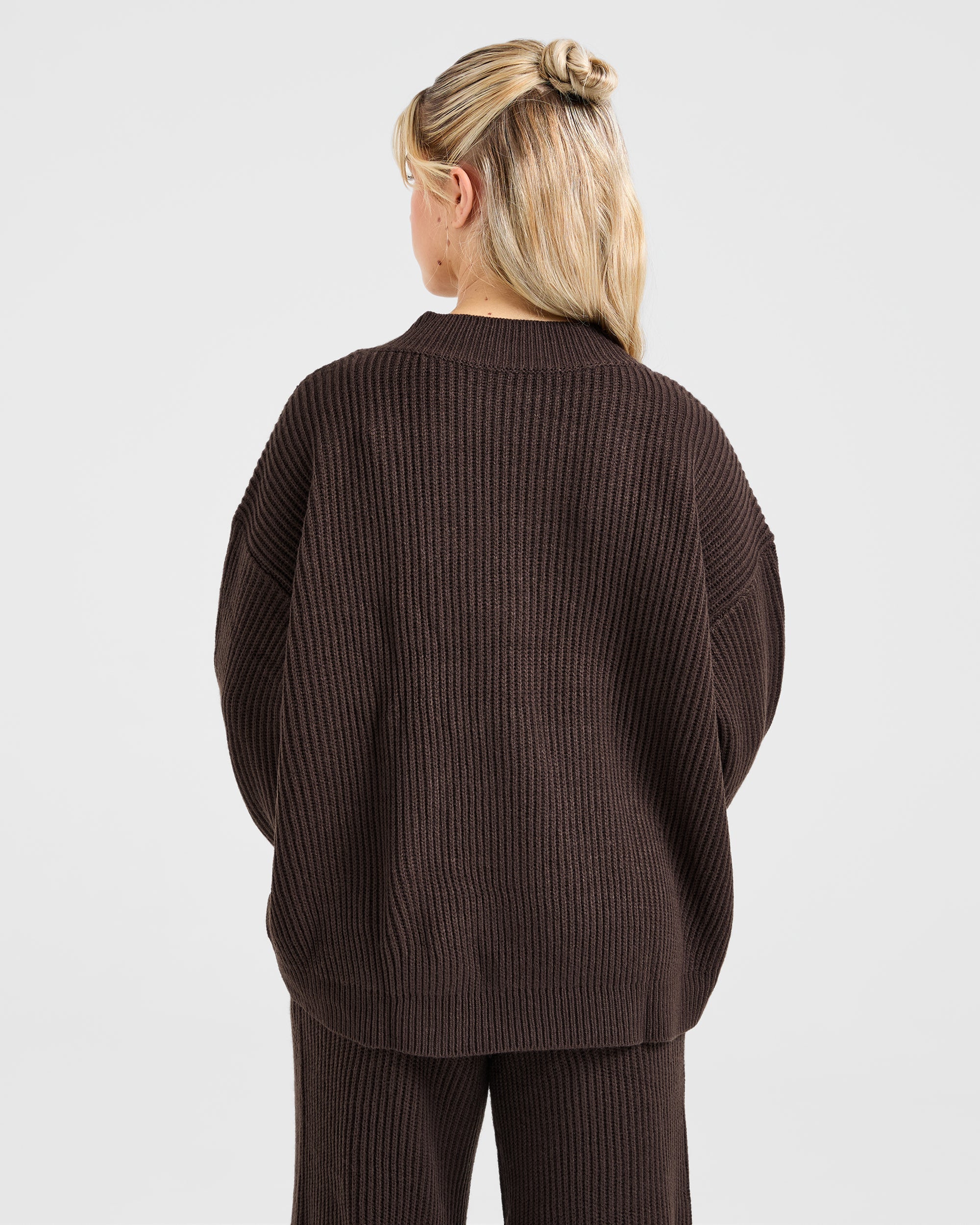 Lounge Oversized Knit Cardigan - Deep Cocoa Bruin