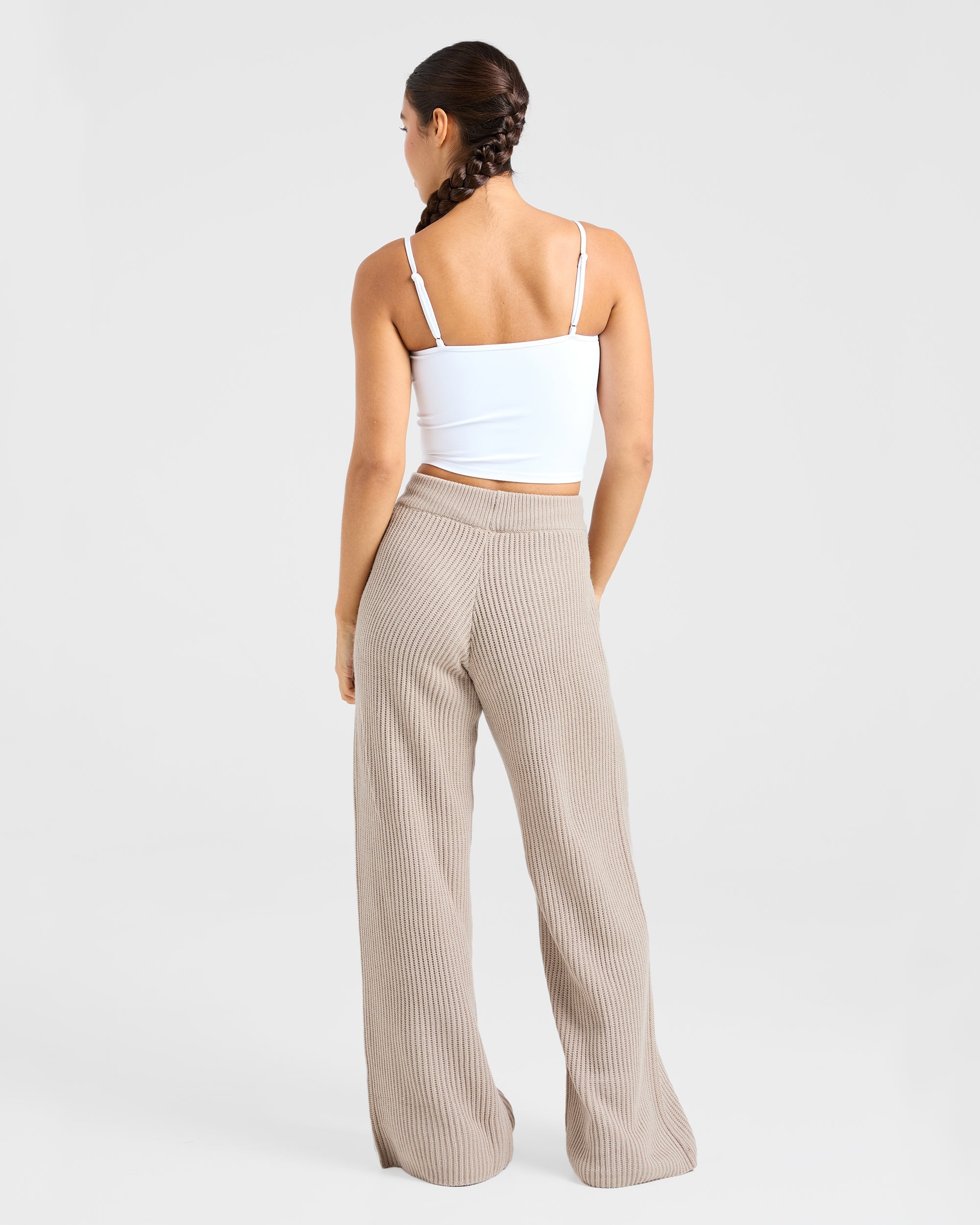 Lounge Oversized Knitted Straight Leg Joggers - Taupe Bruin