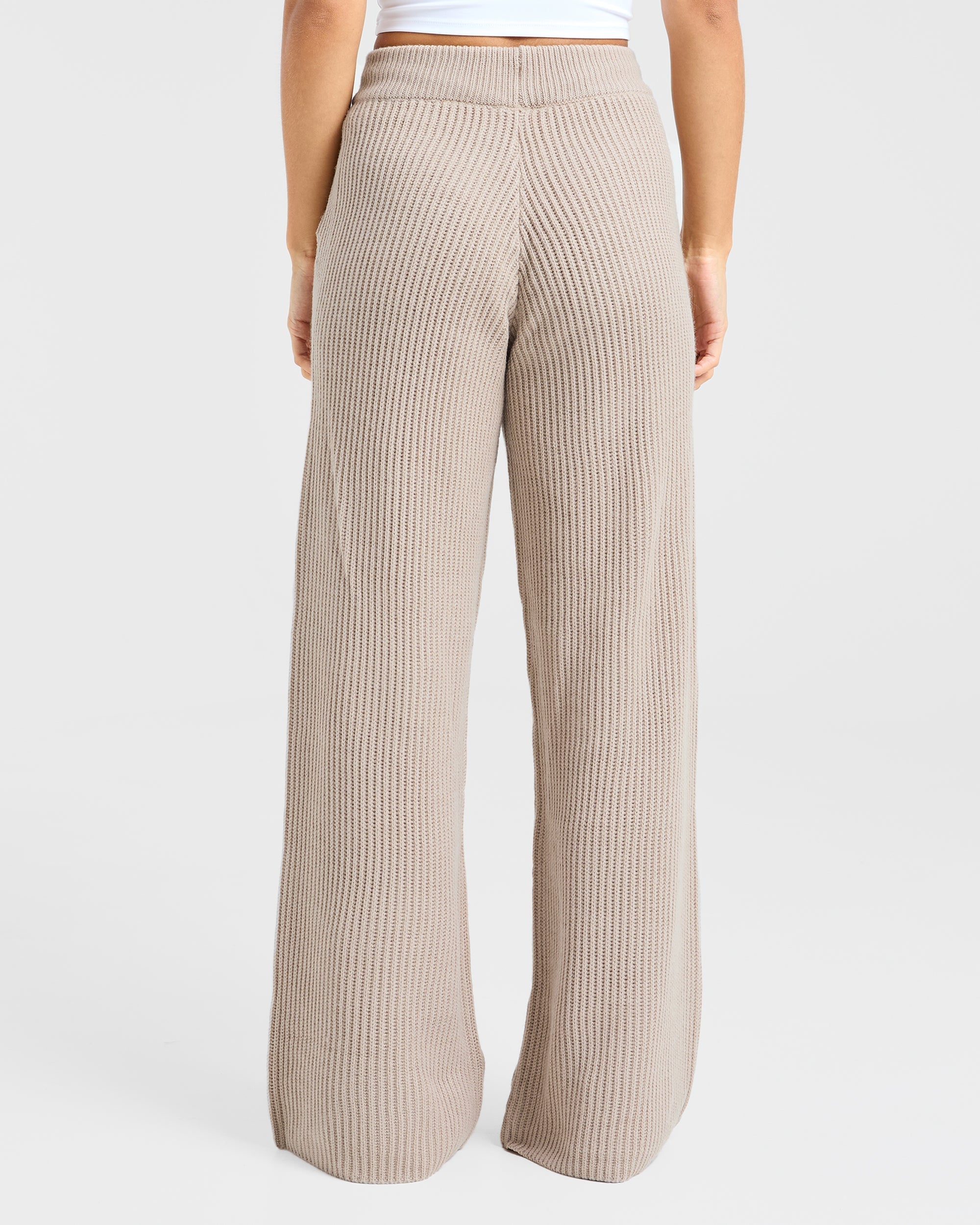 Lounge Oversized Knitted Straight Leg Joggers - Taupe Bruin