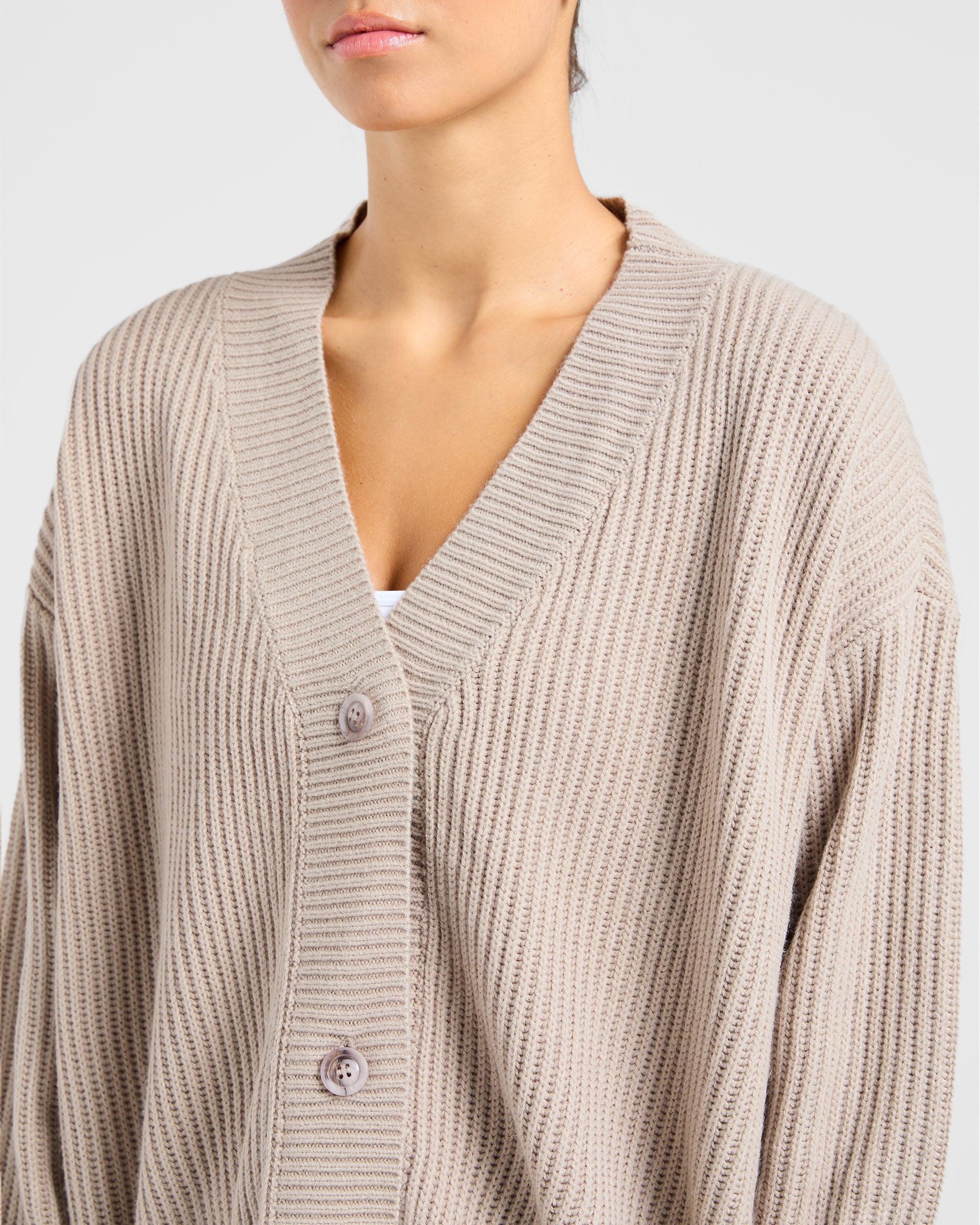 Lounge Oversized Knit Cardigan - Taupe Bruin