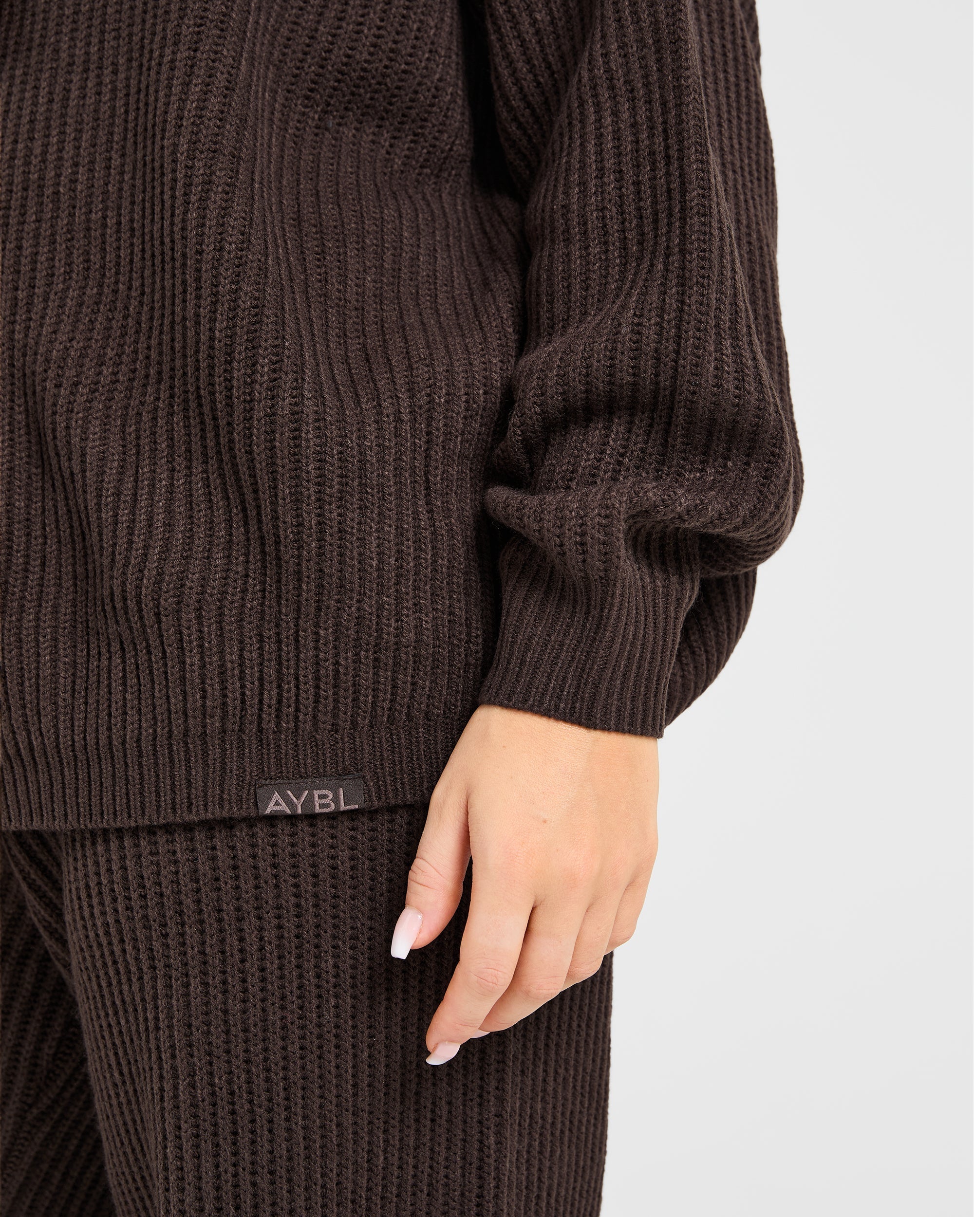 Lounge Oversized Knit Hoodie - Deep Cocoa Bruin