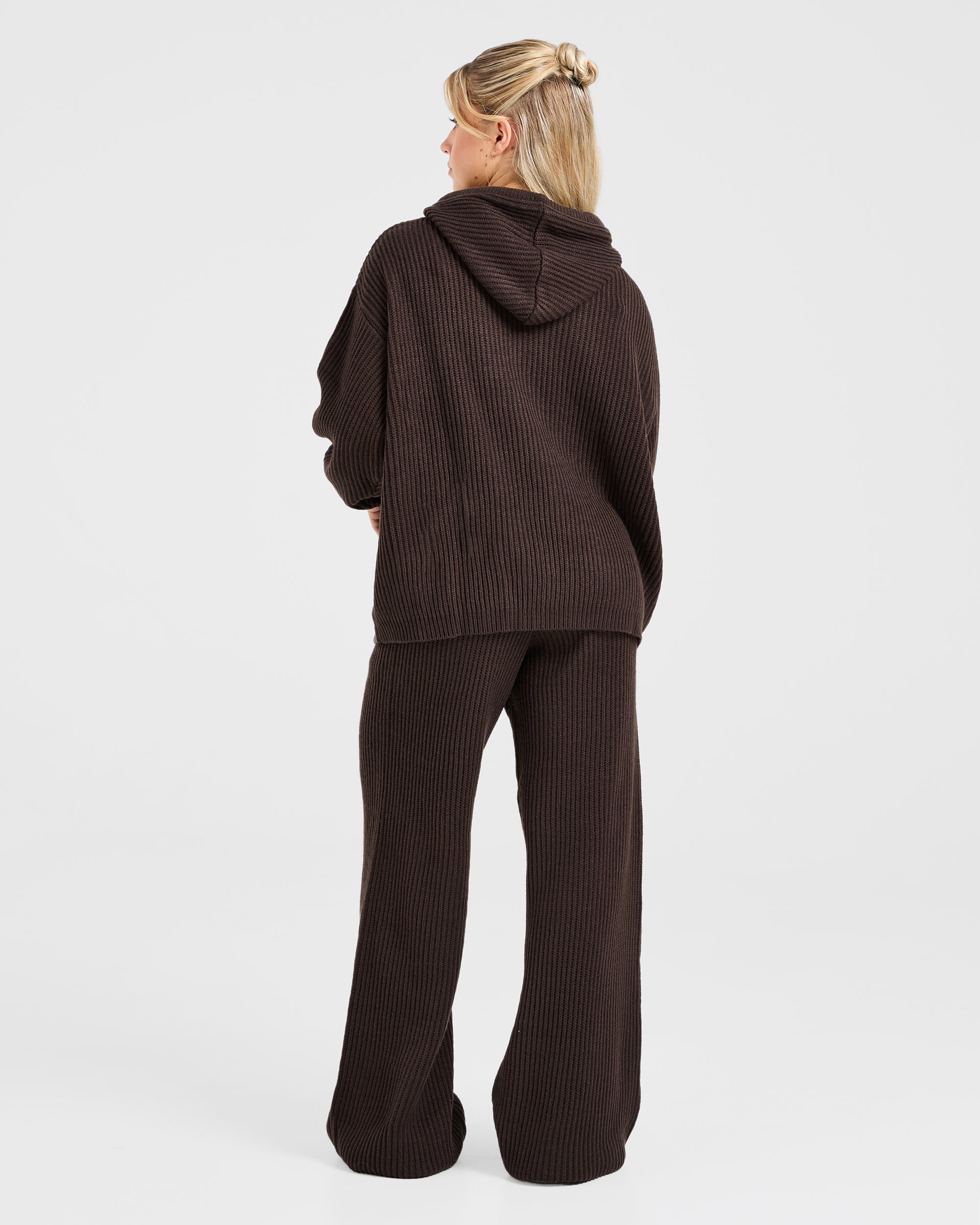 Lounge Oversized Knit Hoodie - Deep Cocoa Bruin