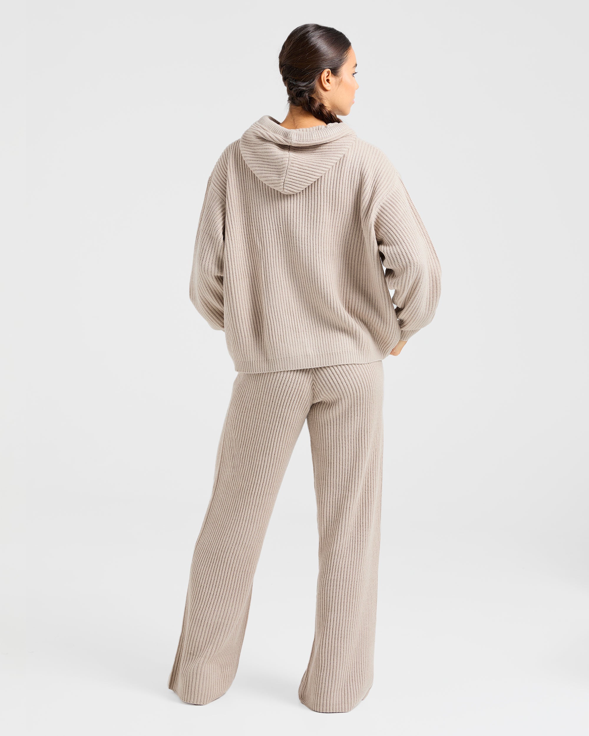 Lounge Oversized Knit Hoodie - Taupe Bruin