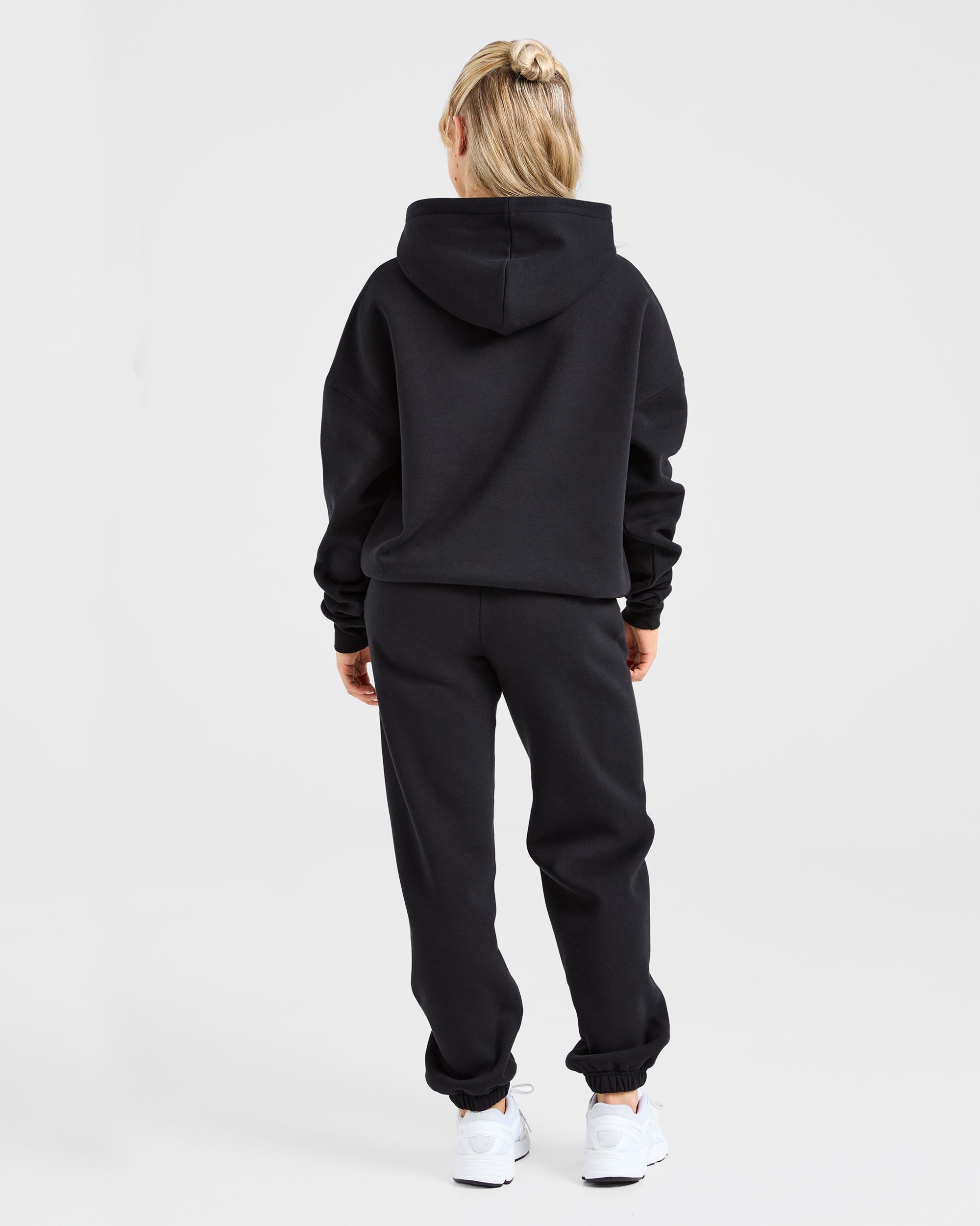 Varsity Oversized Outline Hoodie - Zwart