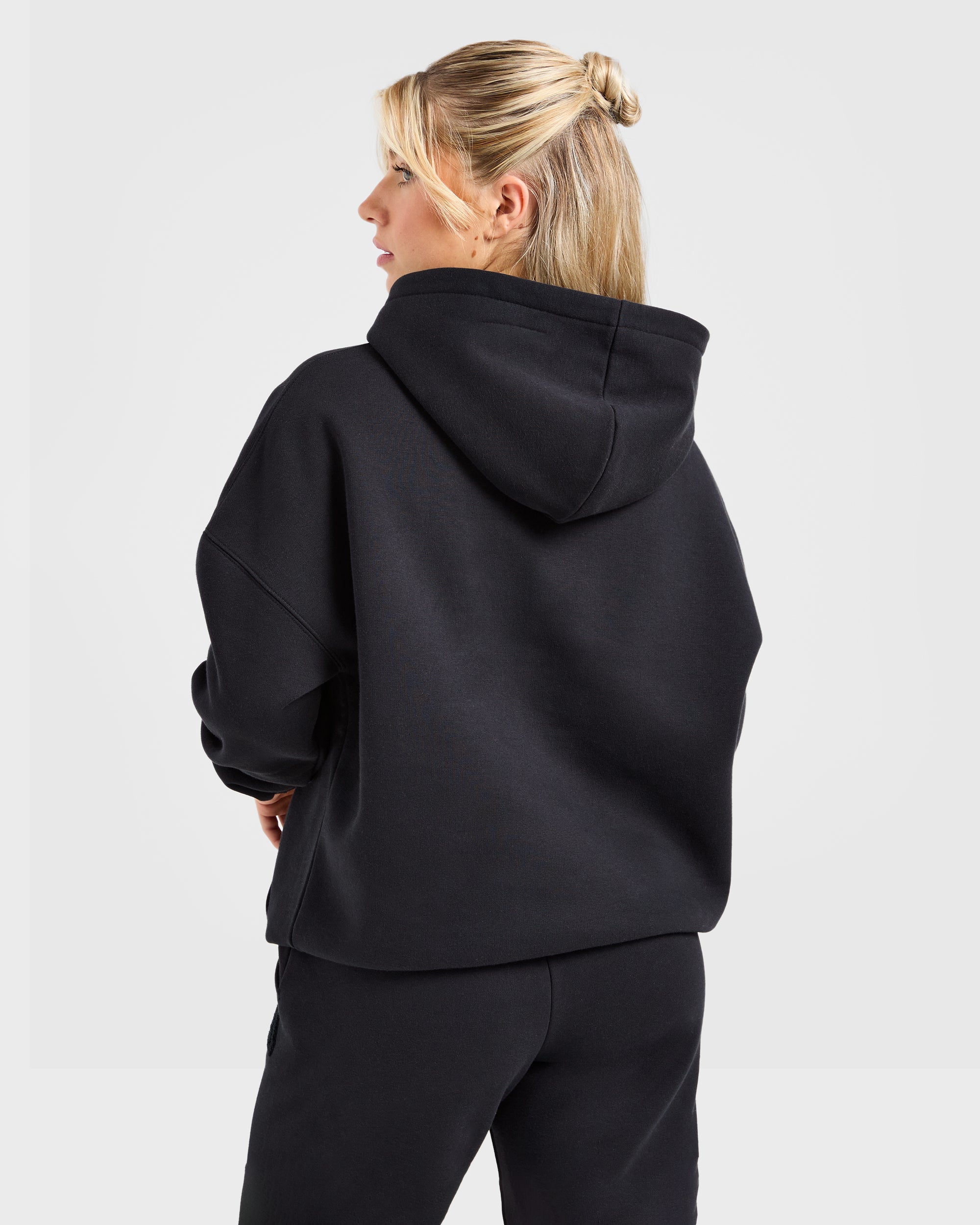 Varsity Oversized Outline Hoodie - Zwart