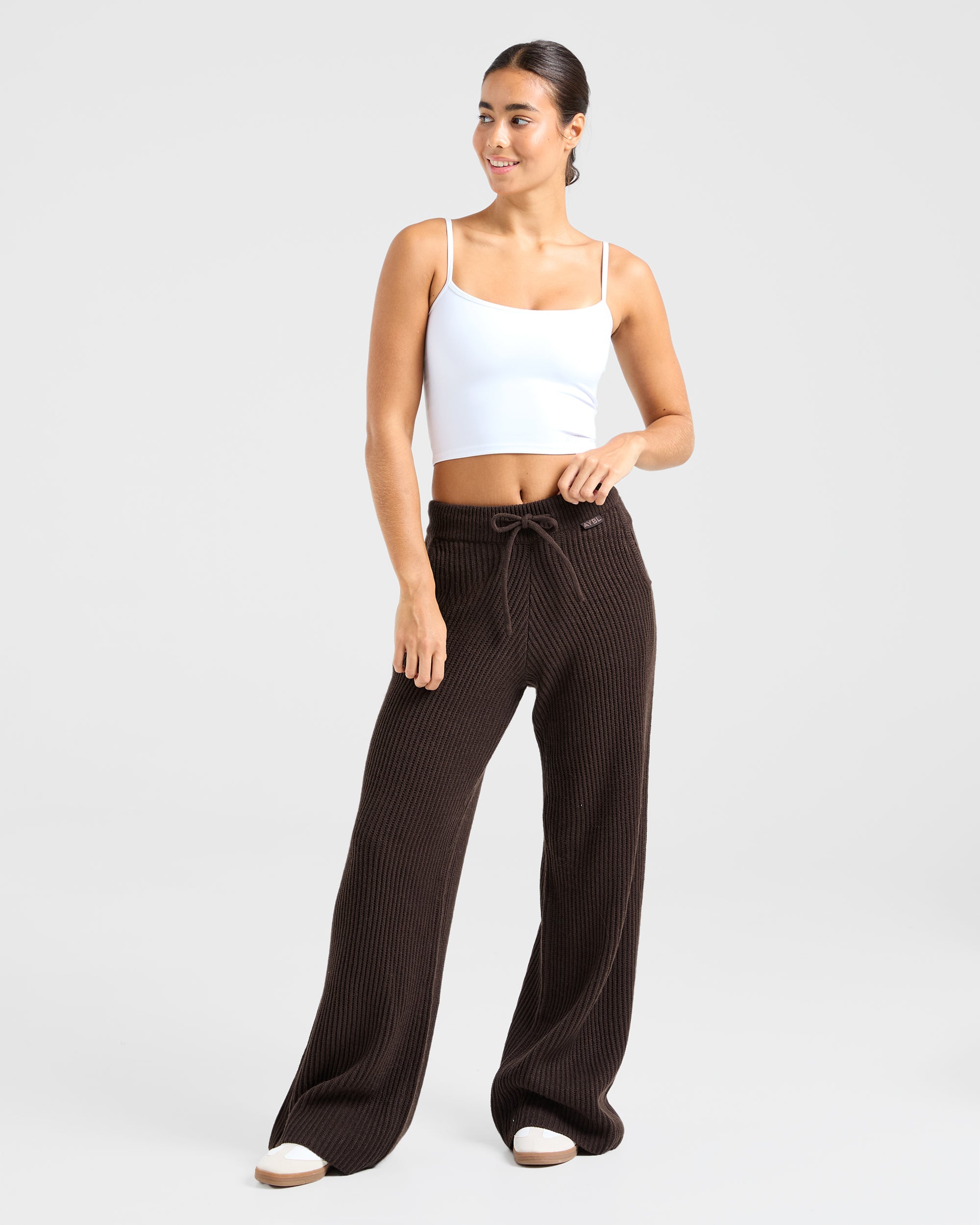 Lounge Oversized Knitted Straight Leg Joggers - Deep Cocoa Bruin