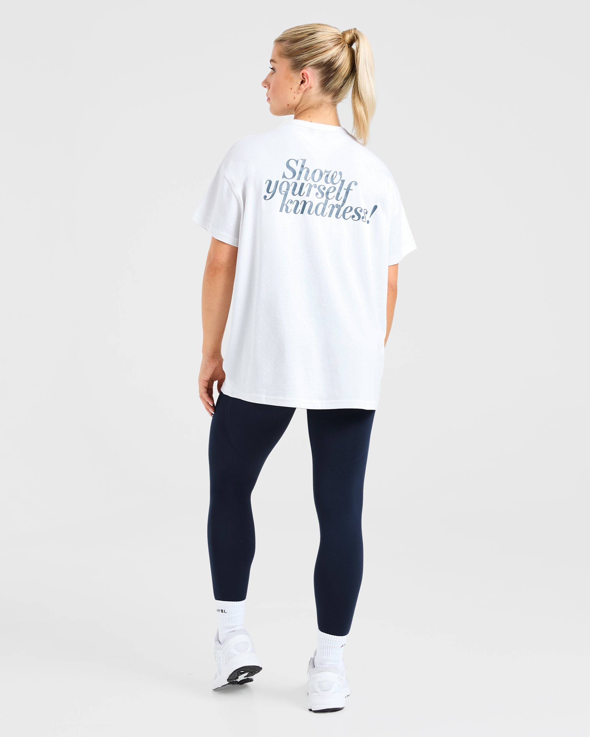 Show Yourself Kindness Oversized T Shirt - Off Wit/Slate