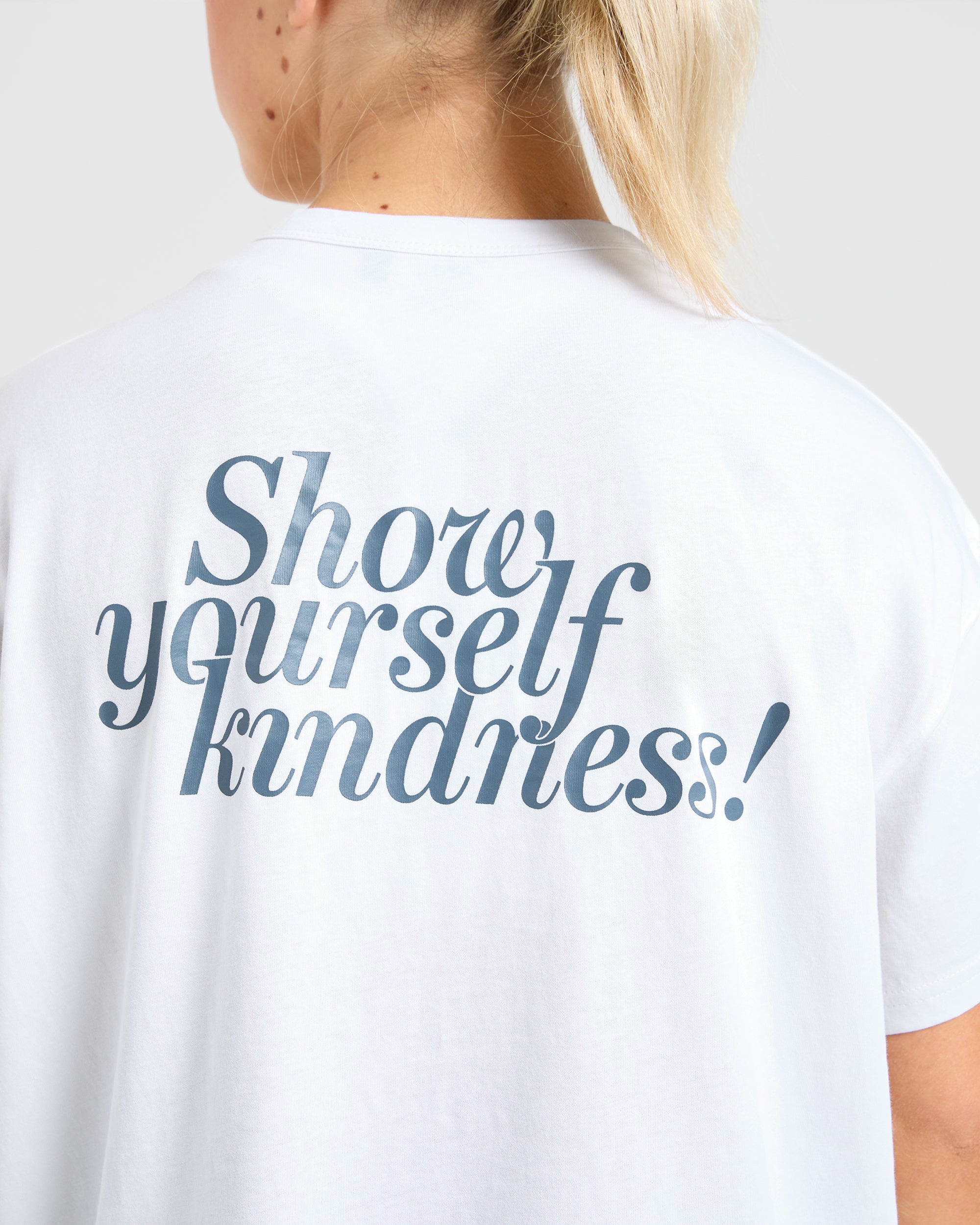 Show Yourself Kindness Oversized T Shirt - Off Wit/Slate