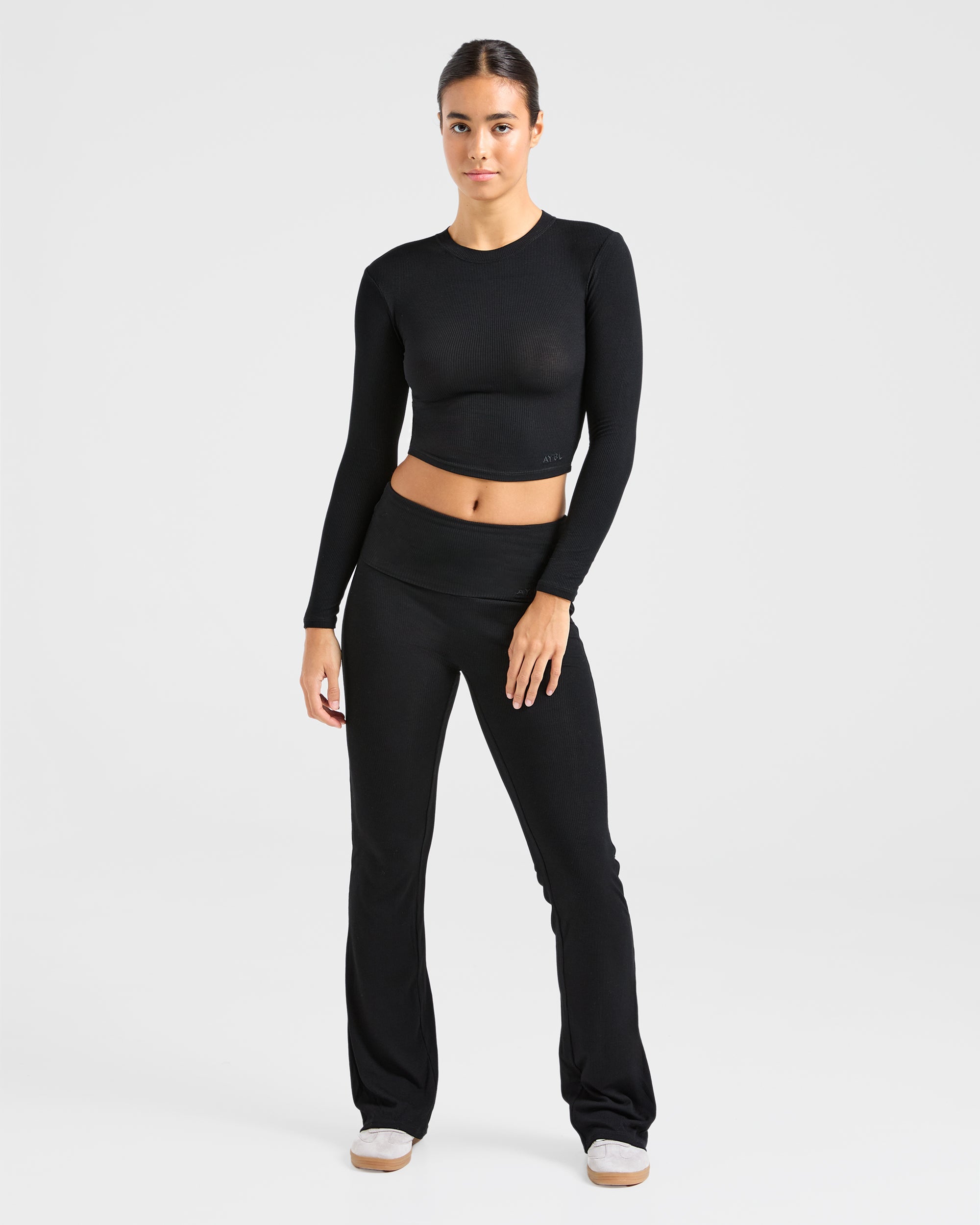 Lounge Ribbed Long Sleeve - Zwart