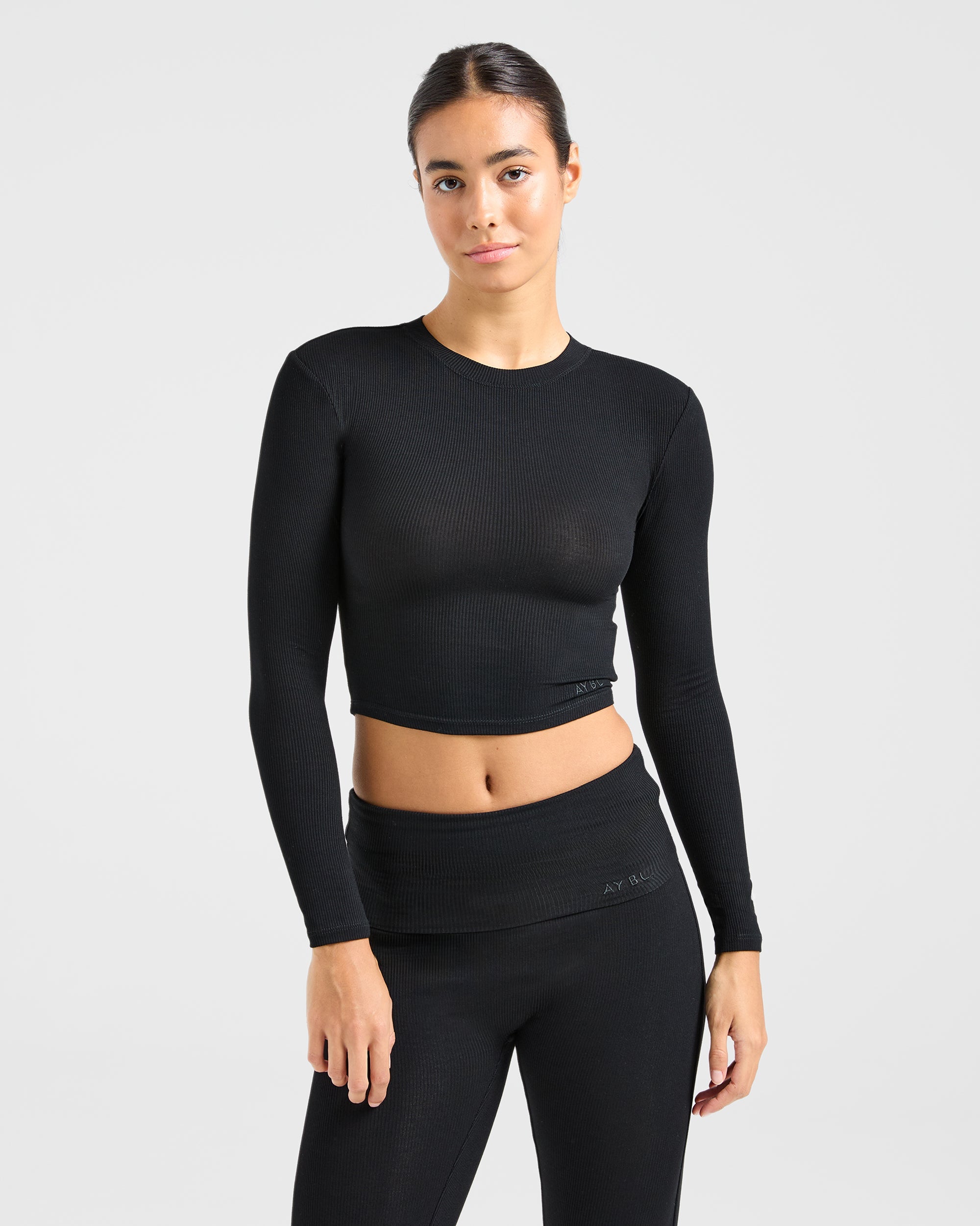 Lounge Ribbed Long Sleeve - Zwart