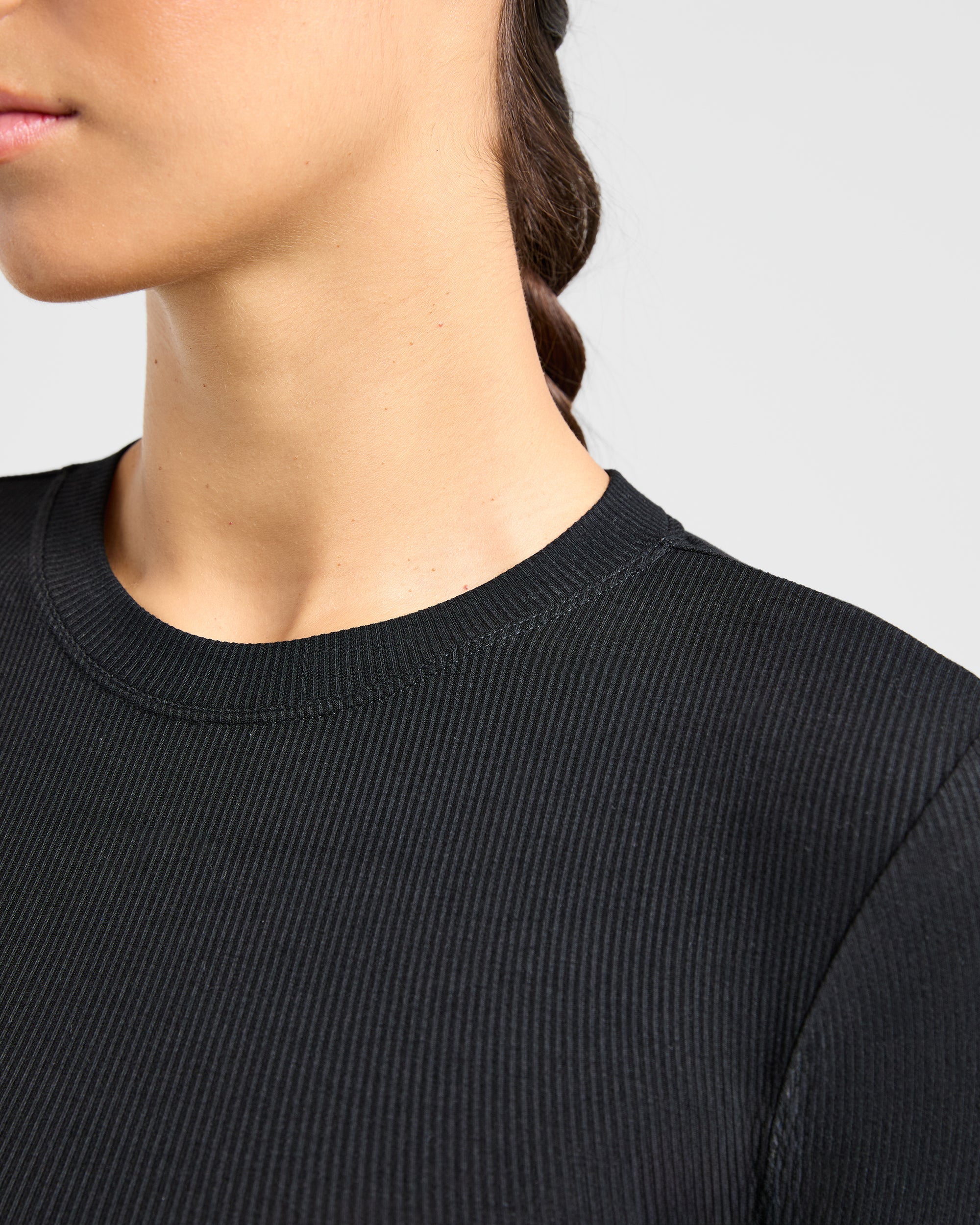 Lounge Ribbed Long Sleeve - Zwart