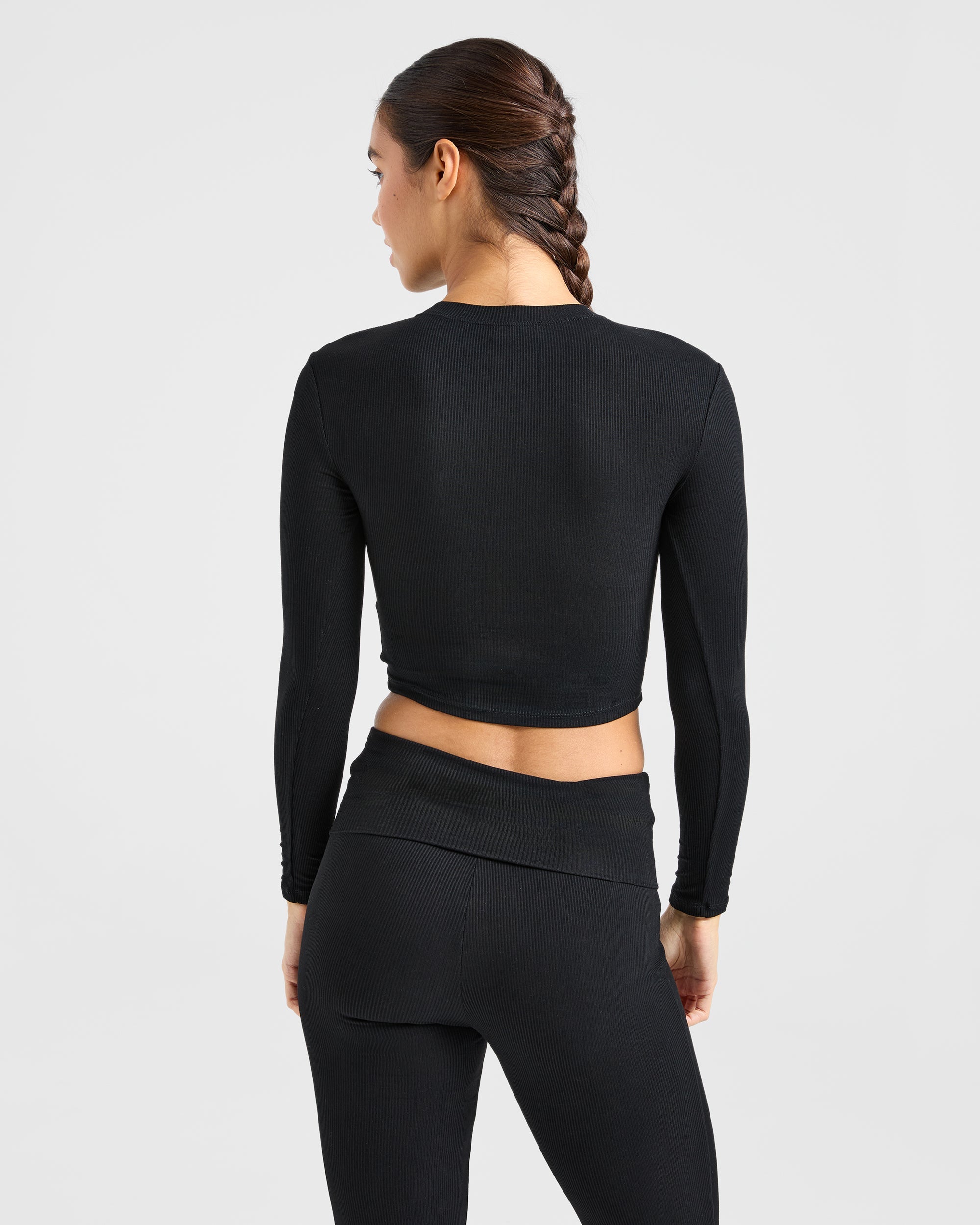 Lounge Ribbed Long Sleeve - Zwart