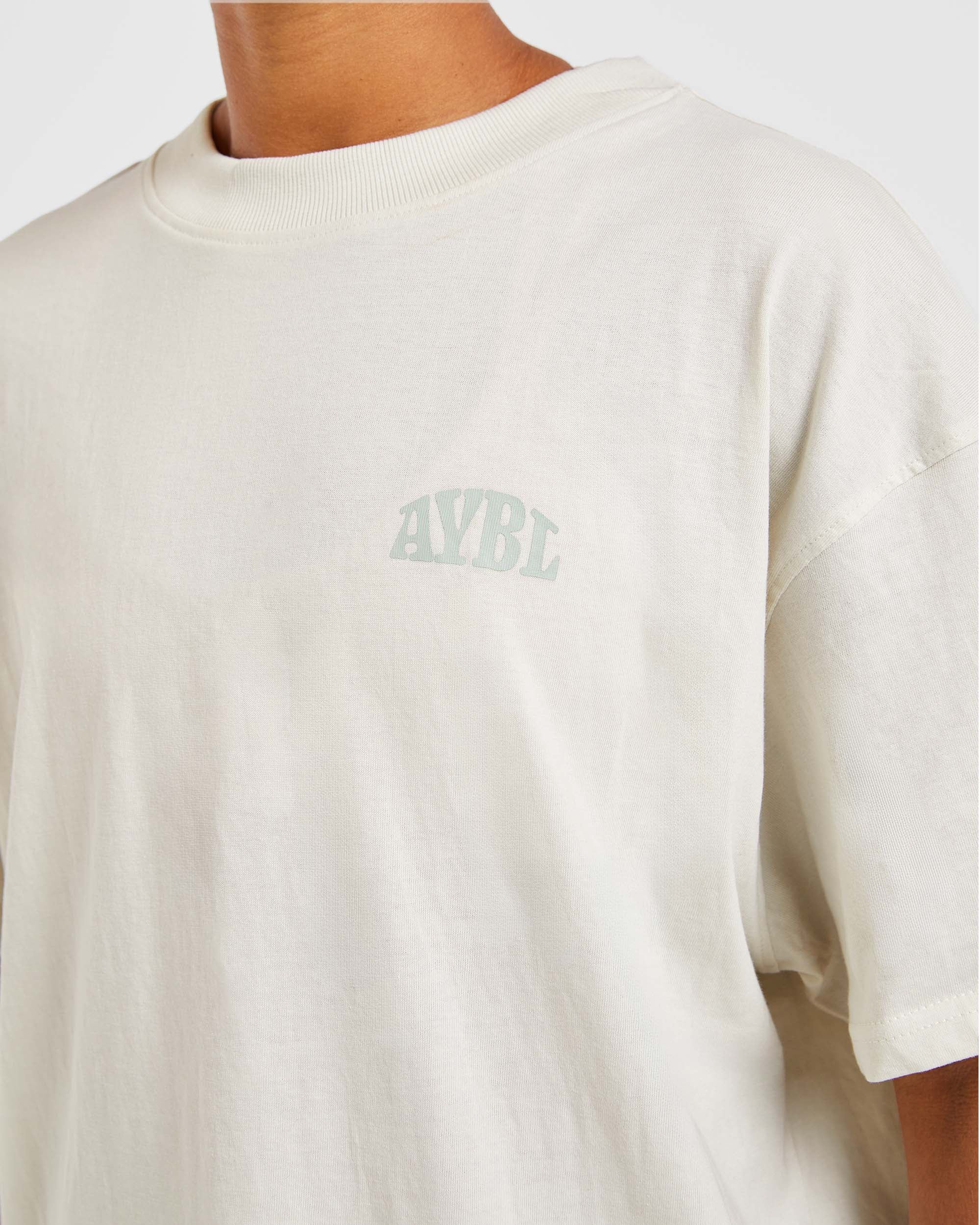 Mind Over Matter Oversized T Shirt - Beige/Groen