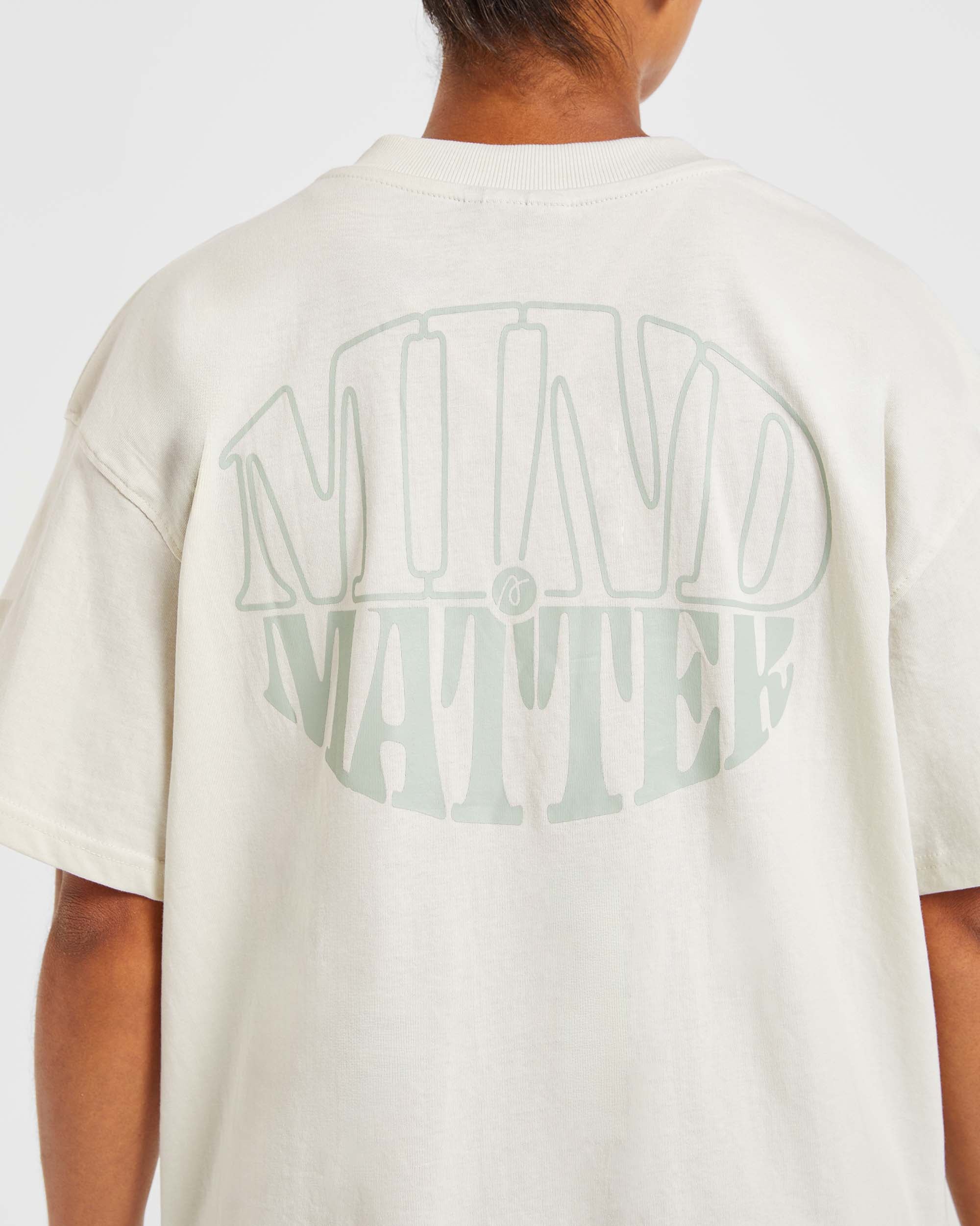 Mind Over Matter Oversized T Shirt - Beige/Groen