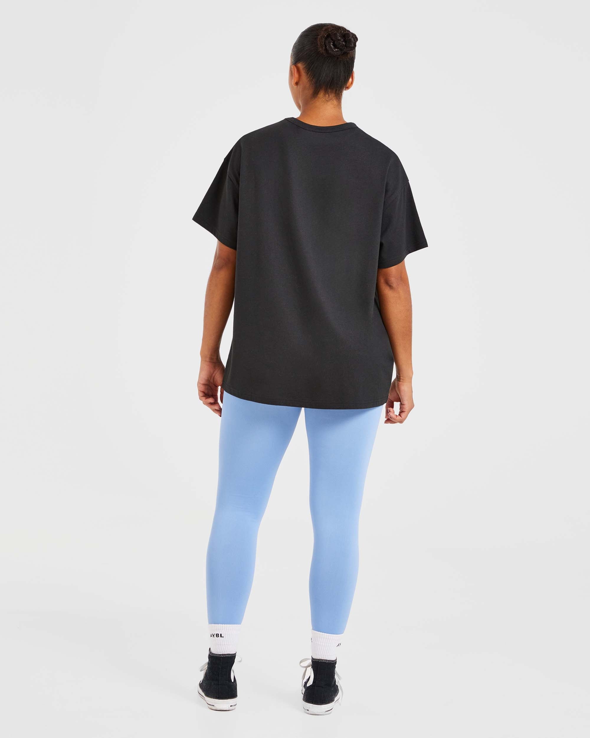 Varsity Oversized T Shirt - Zwart/Blauw