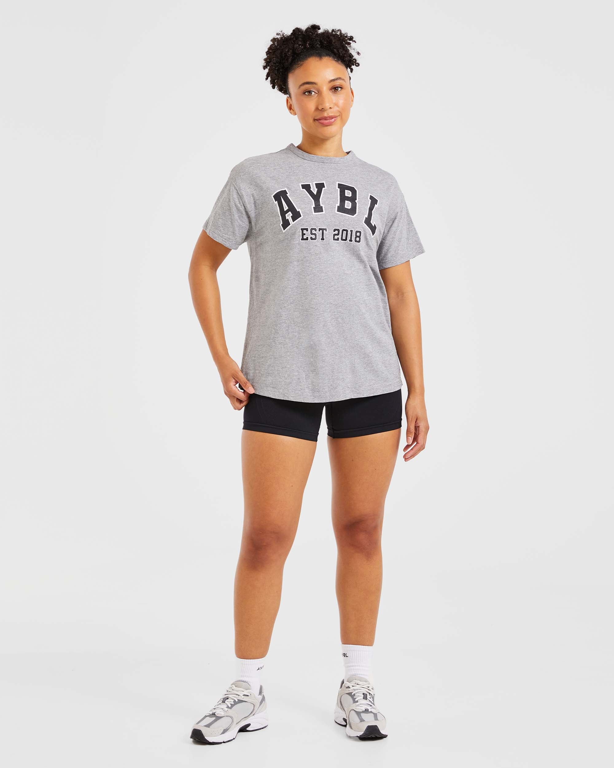 Varsity Oversized T Shirt - Heather Grijs