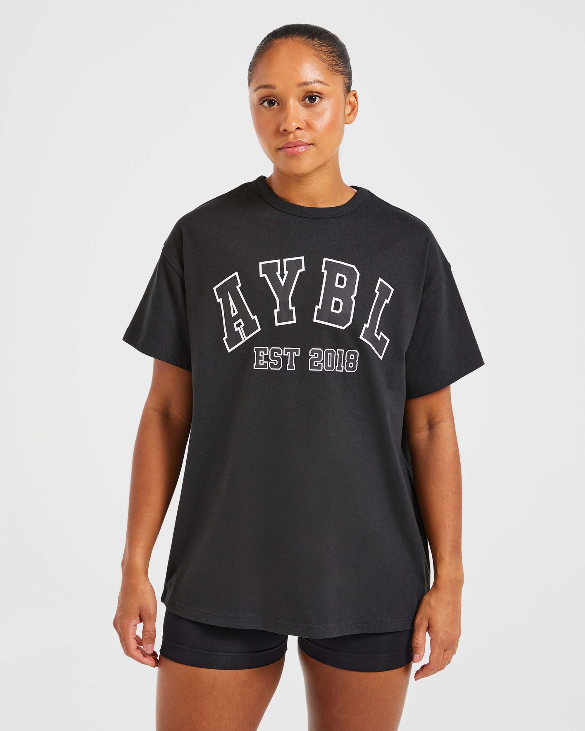 Varsity Oversized T Shirt - Zwart