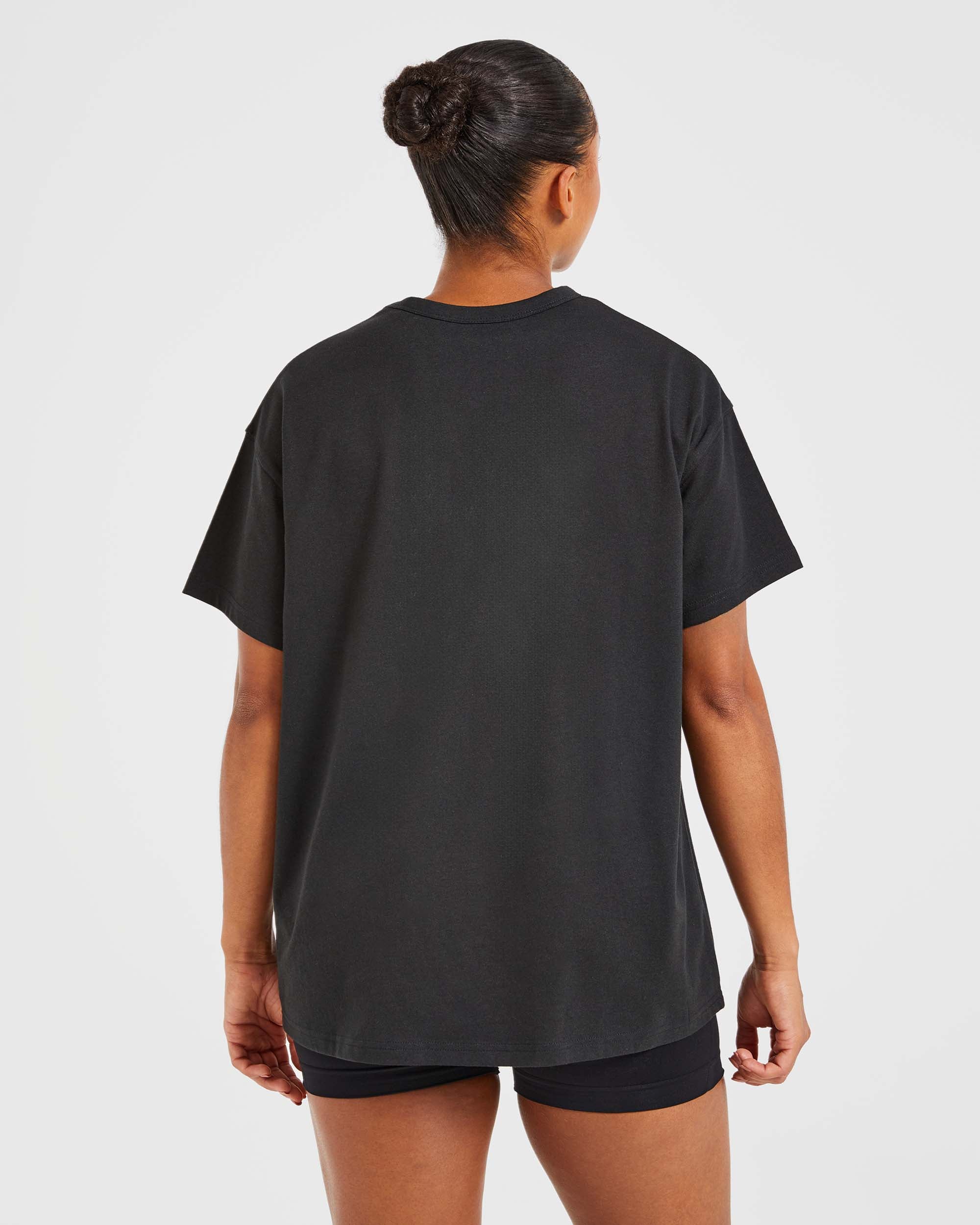 Varsity Oversized T Shirt - Zwart