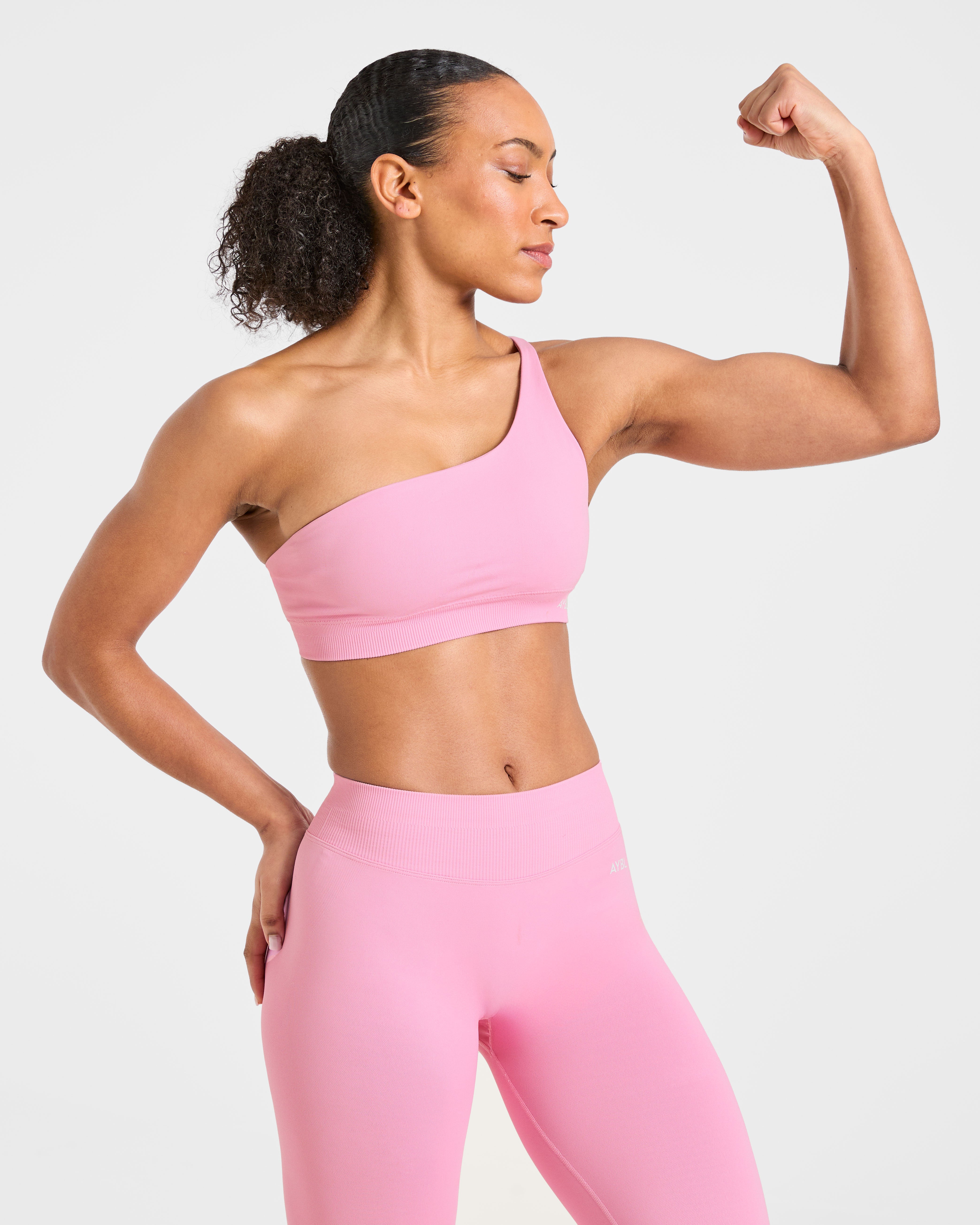 Enhance Seamless One Shoulder Sports Bra - Sugar Roze